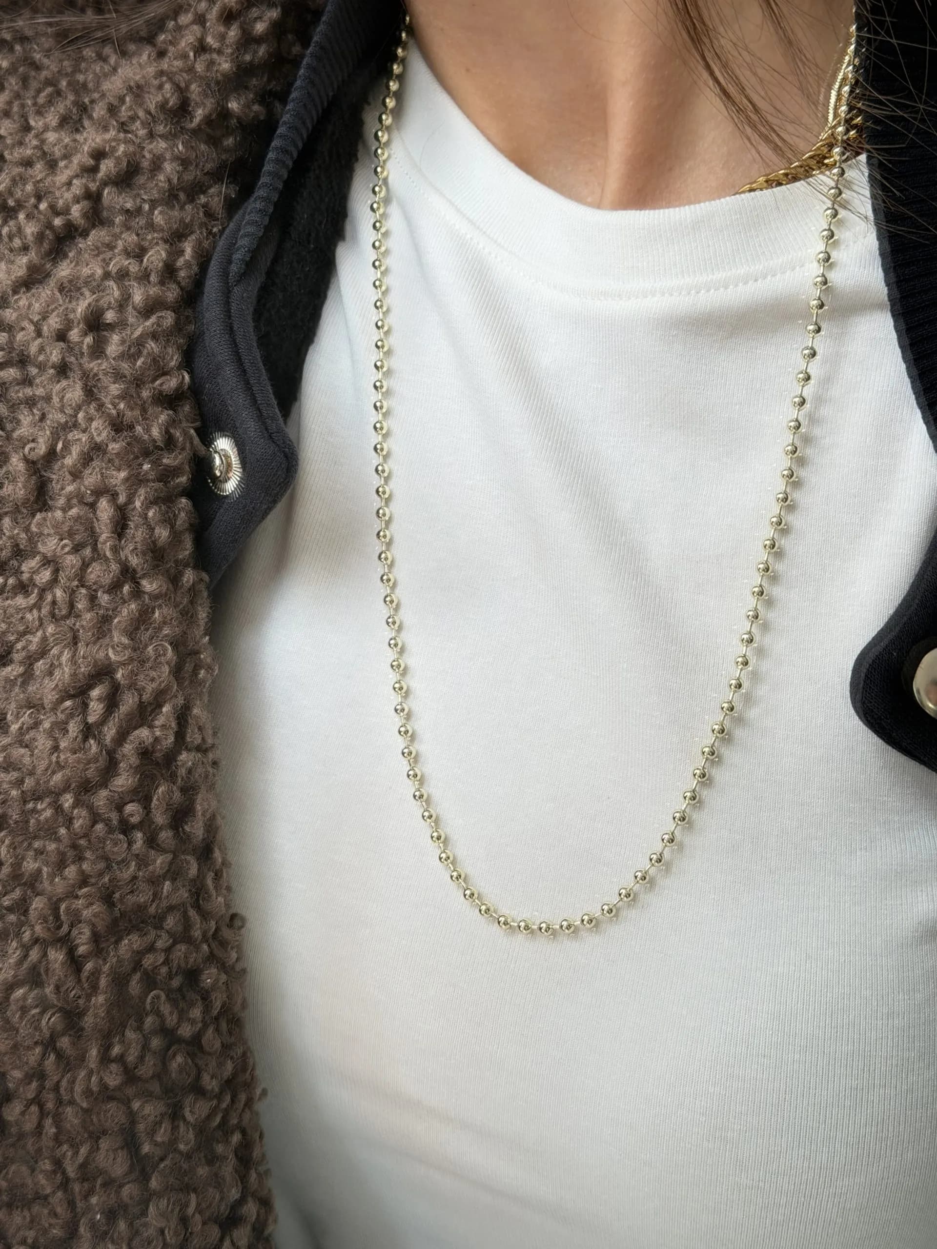 14K Altın Kaplama 60 cm Topcuk Kolye