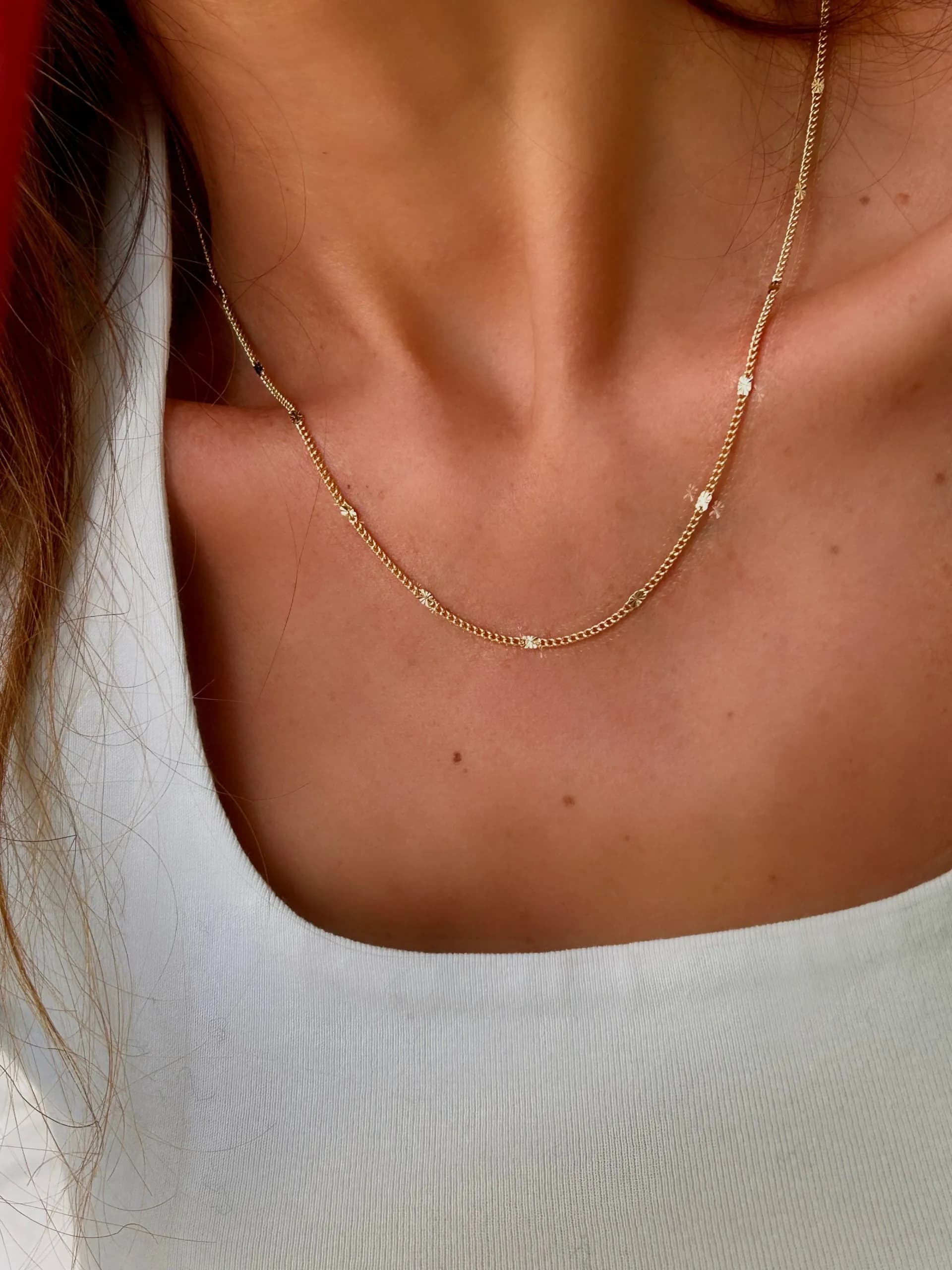 14K Altın Kaplama İnce Pul 45cm Kolye