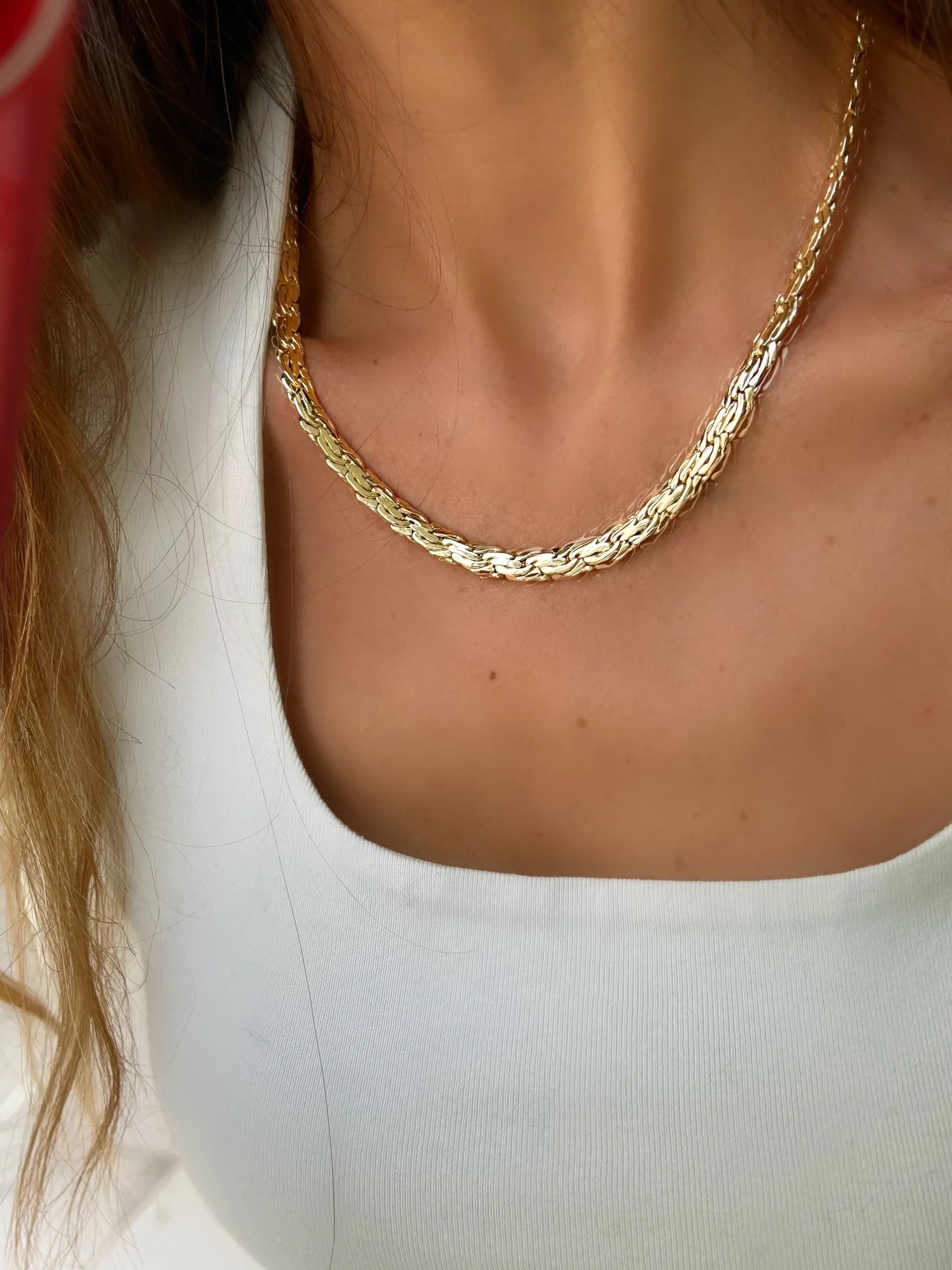 14K Altın Kaplama Kobra Kalın 45cm Kolye