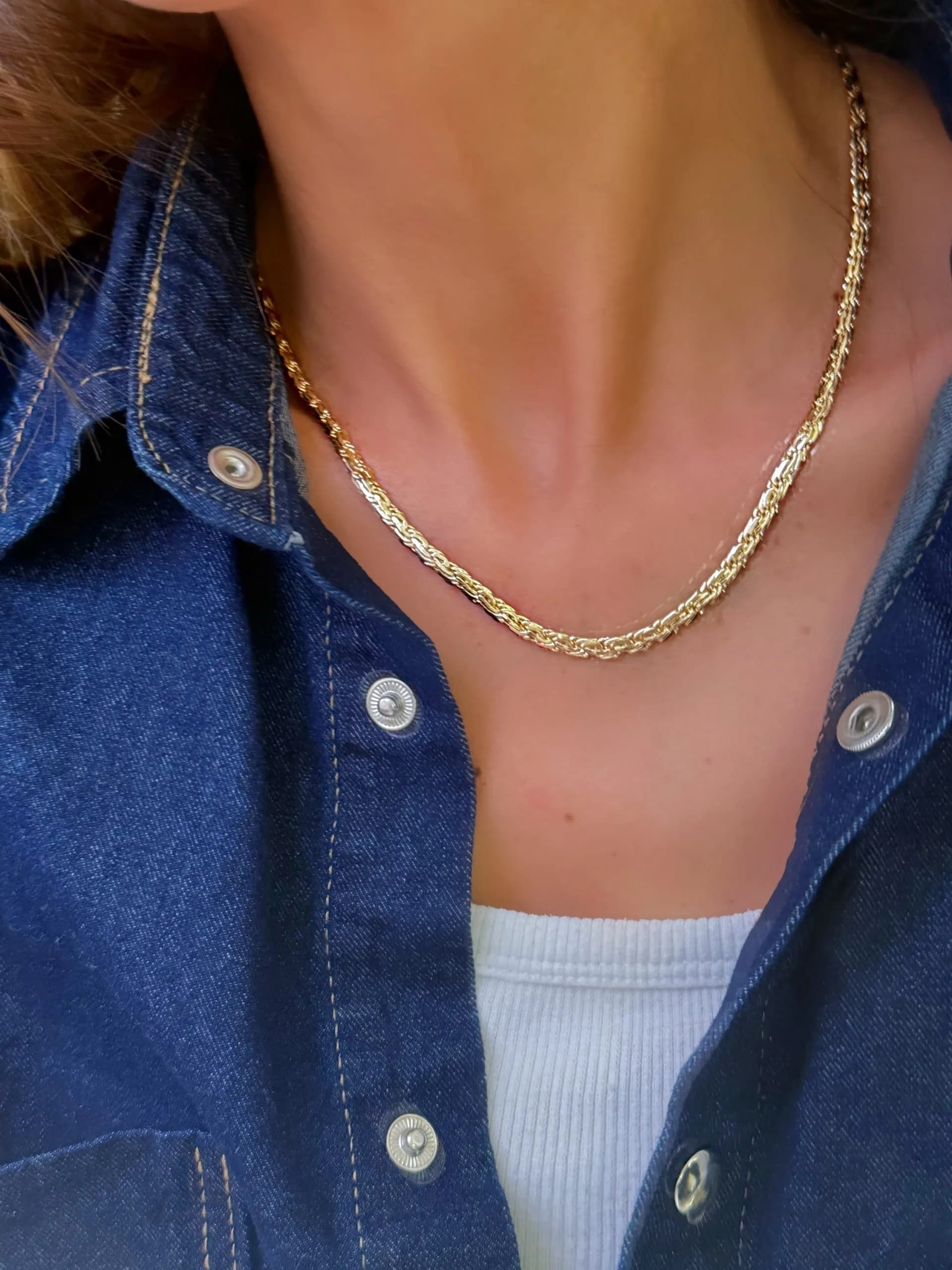 14K Altın Kaplama Sarmal Kolye 45 cm