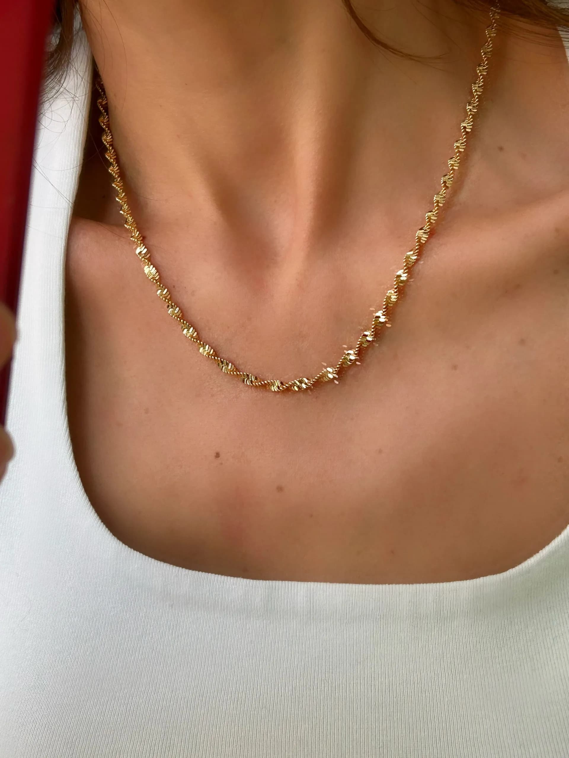 14K Altın Kaplama Singapur 45cm Kolye