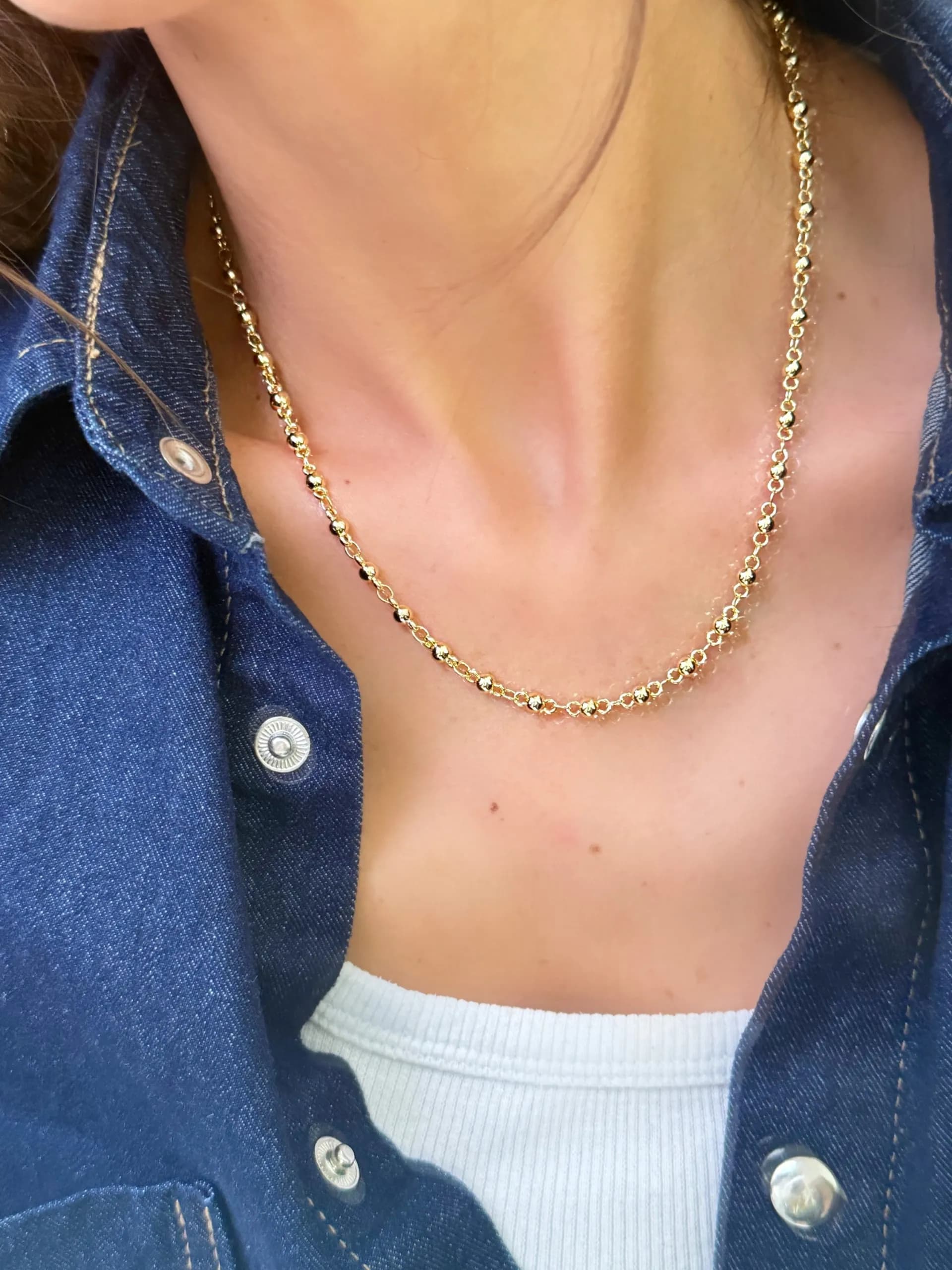 14K Altın Kaplama Topcuk Kolye 45 cm