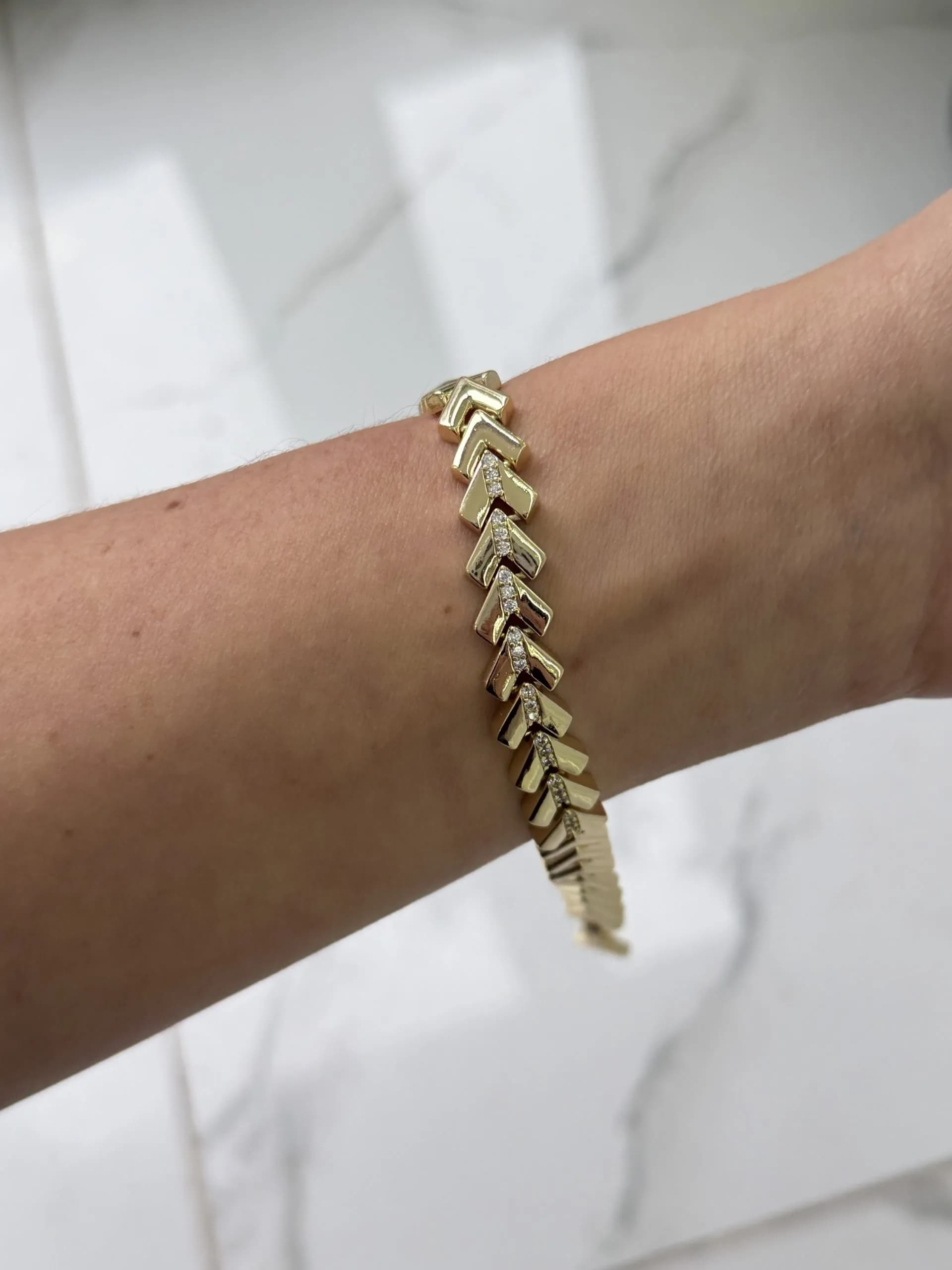 14K CM Altın Kaplama Balık Sırtı Bileklik