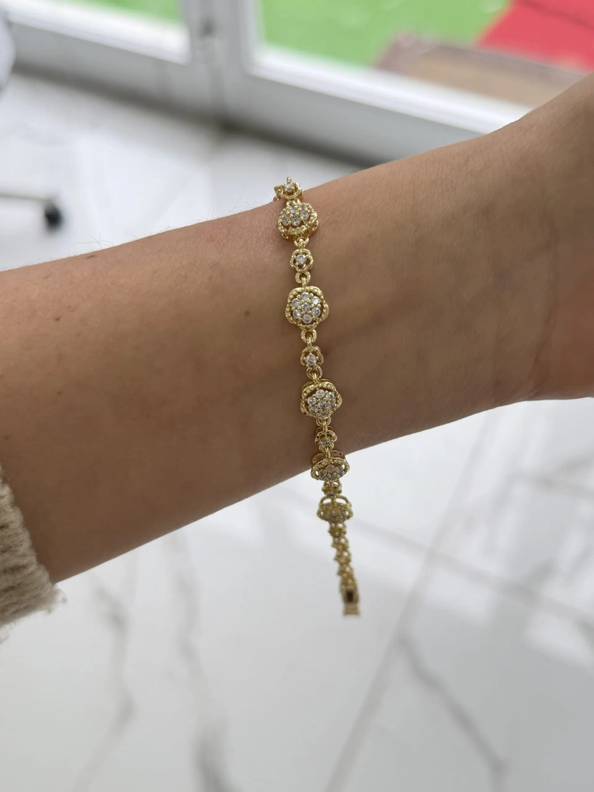 14K CM Altın Kaplama Çiçek Bileklik