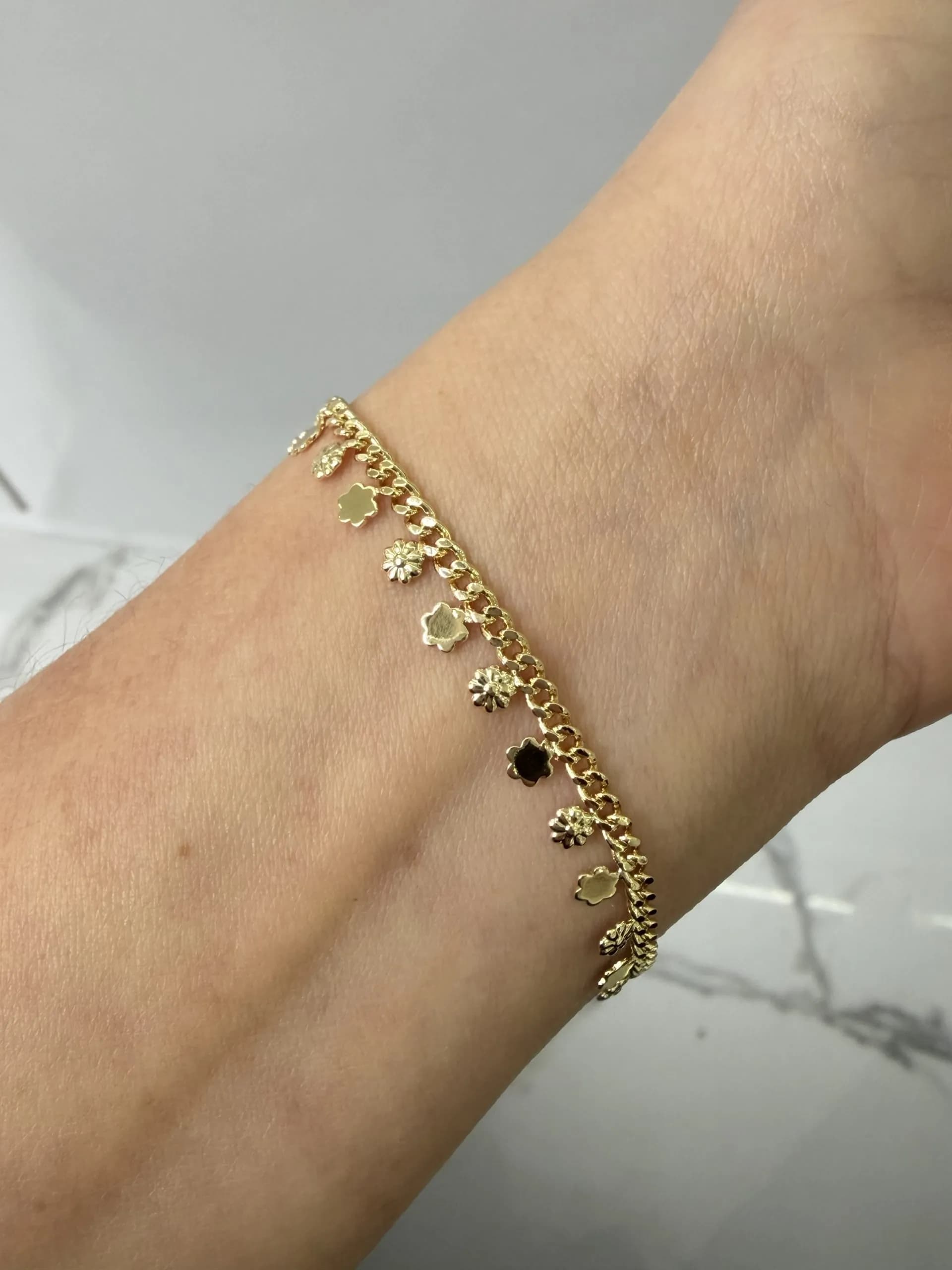 14K CM Altın Kaplama Çiçek Pullu Bileklik