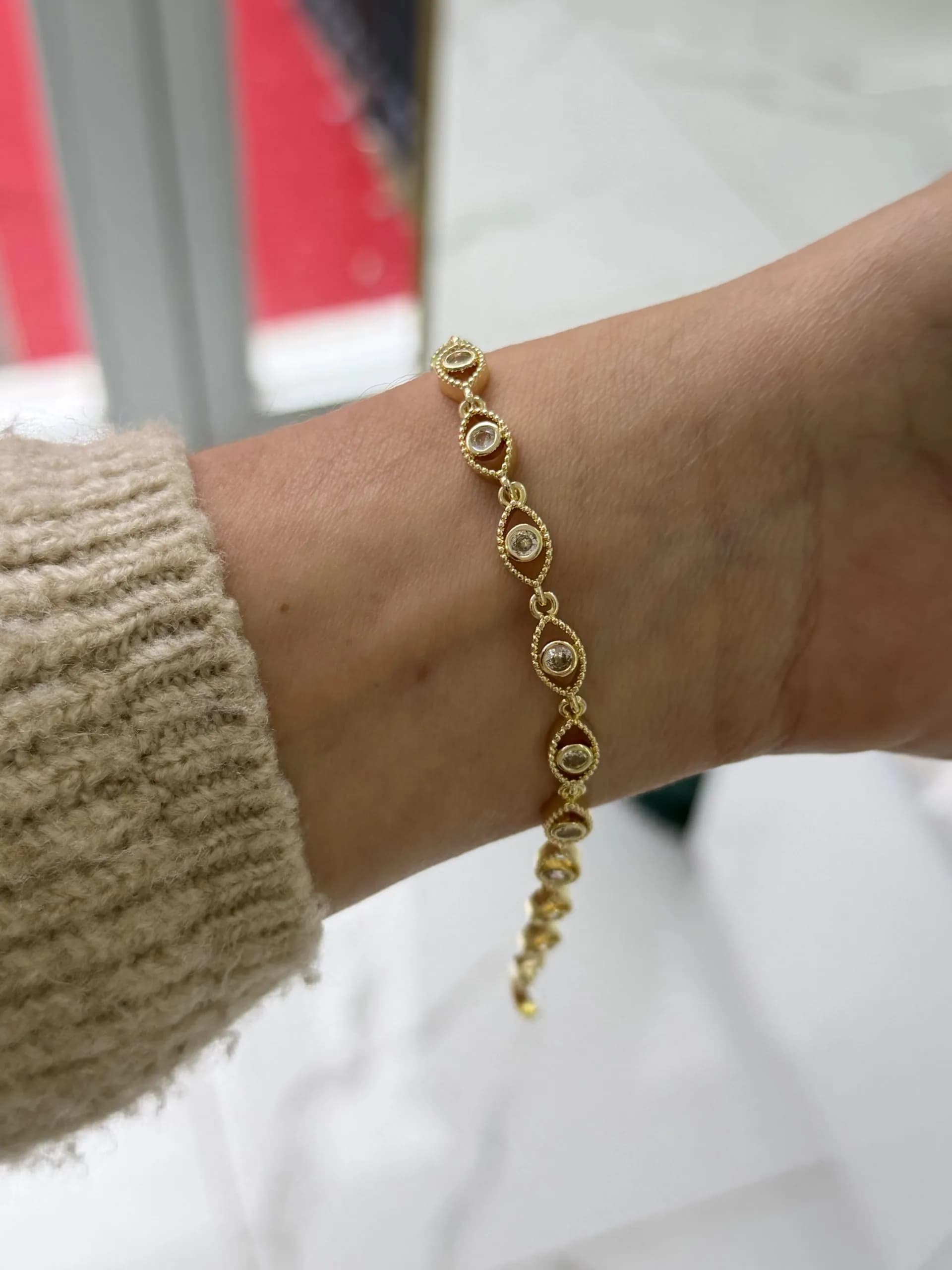 14K CM Altın Kaplama  Göz Bileklik