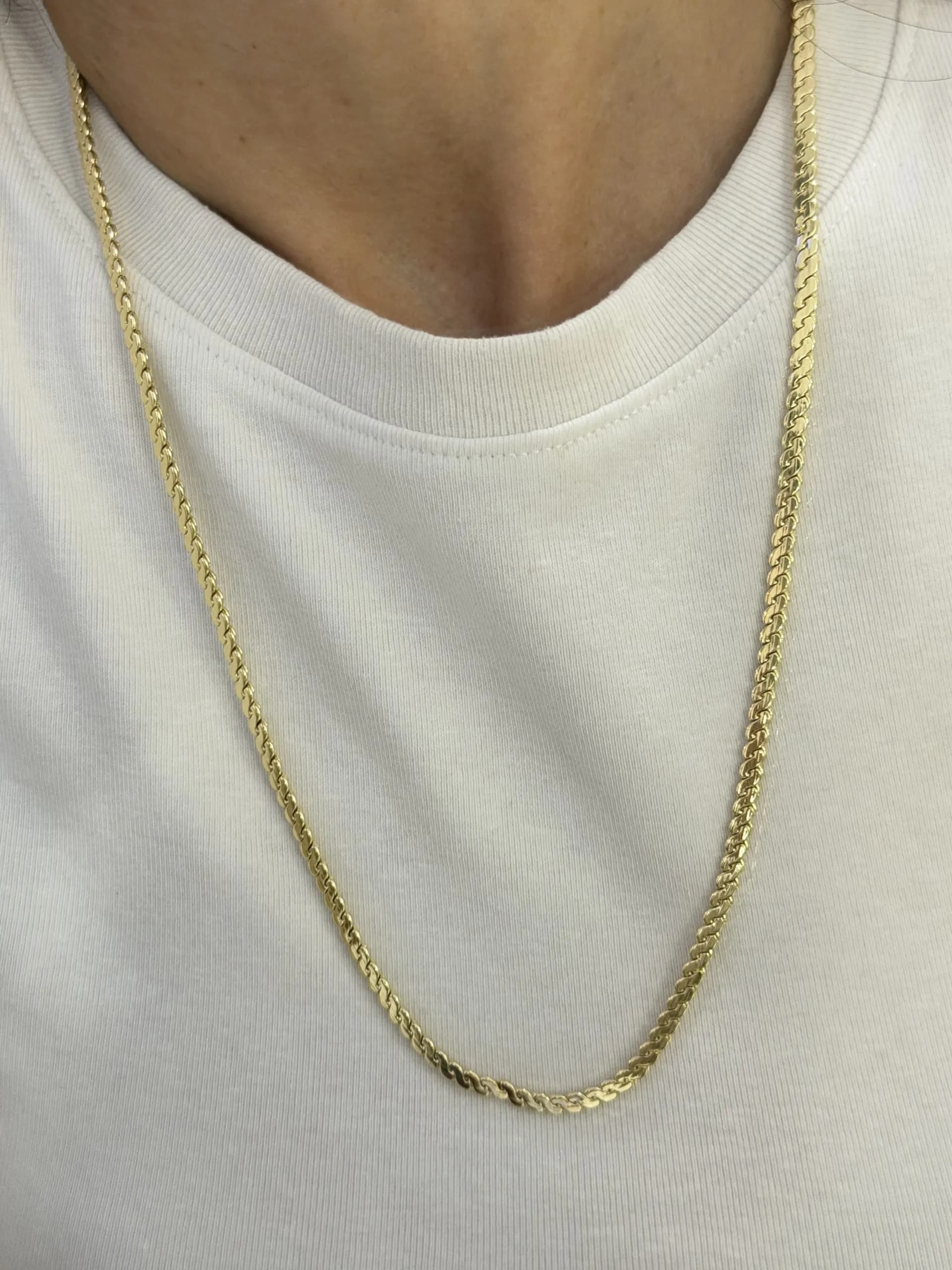 14K CM Altın Kaplama İnce S Kobra Kolye 60 cm