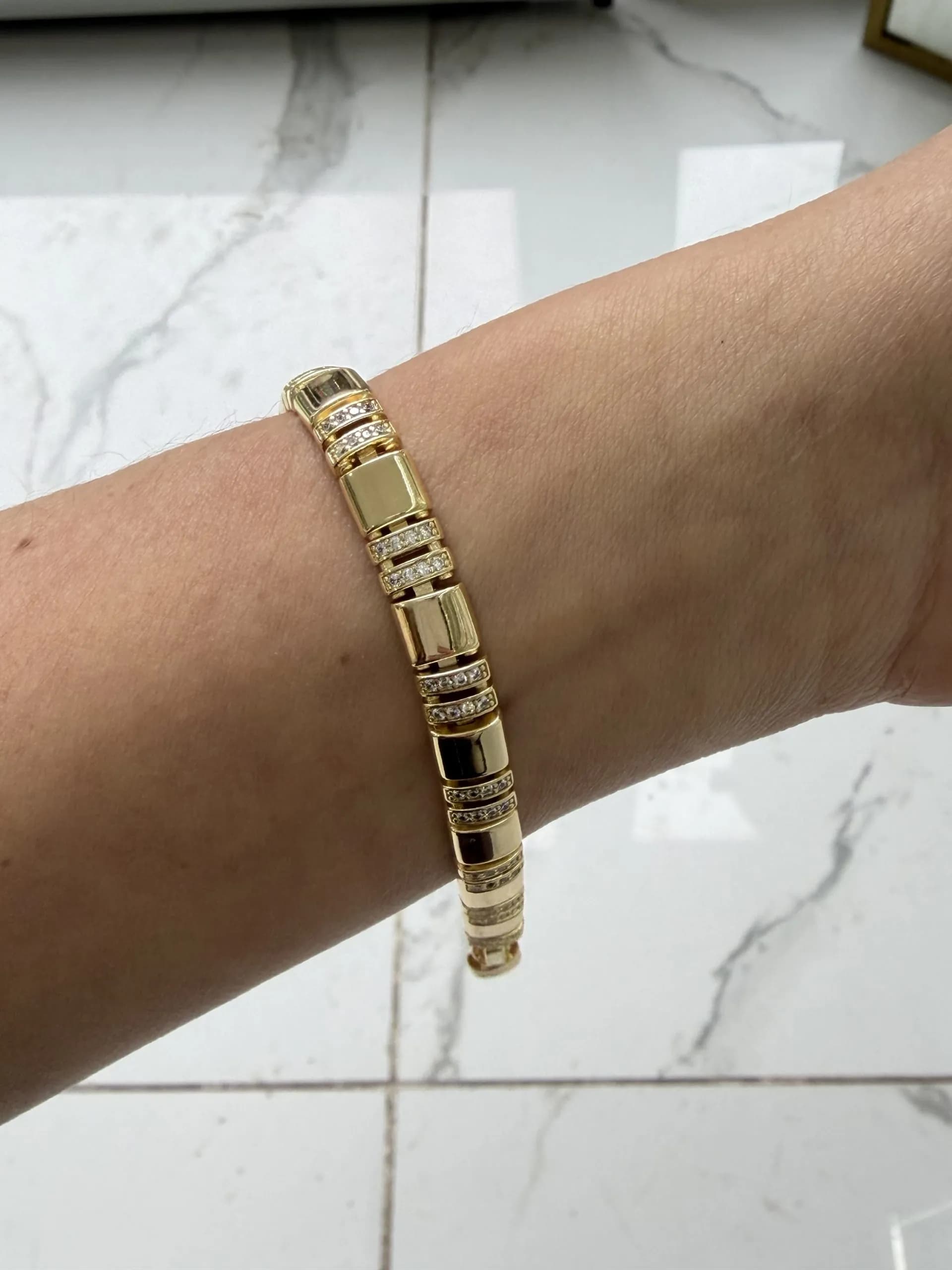 14K CM Altın Kaplama Kalın Seyran Bileklik