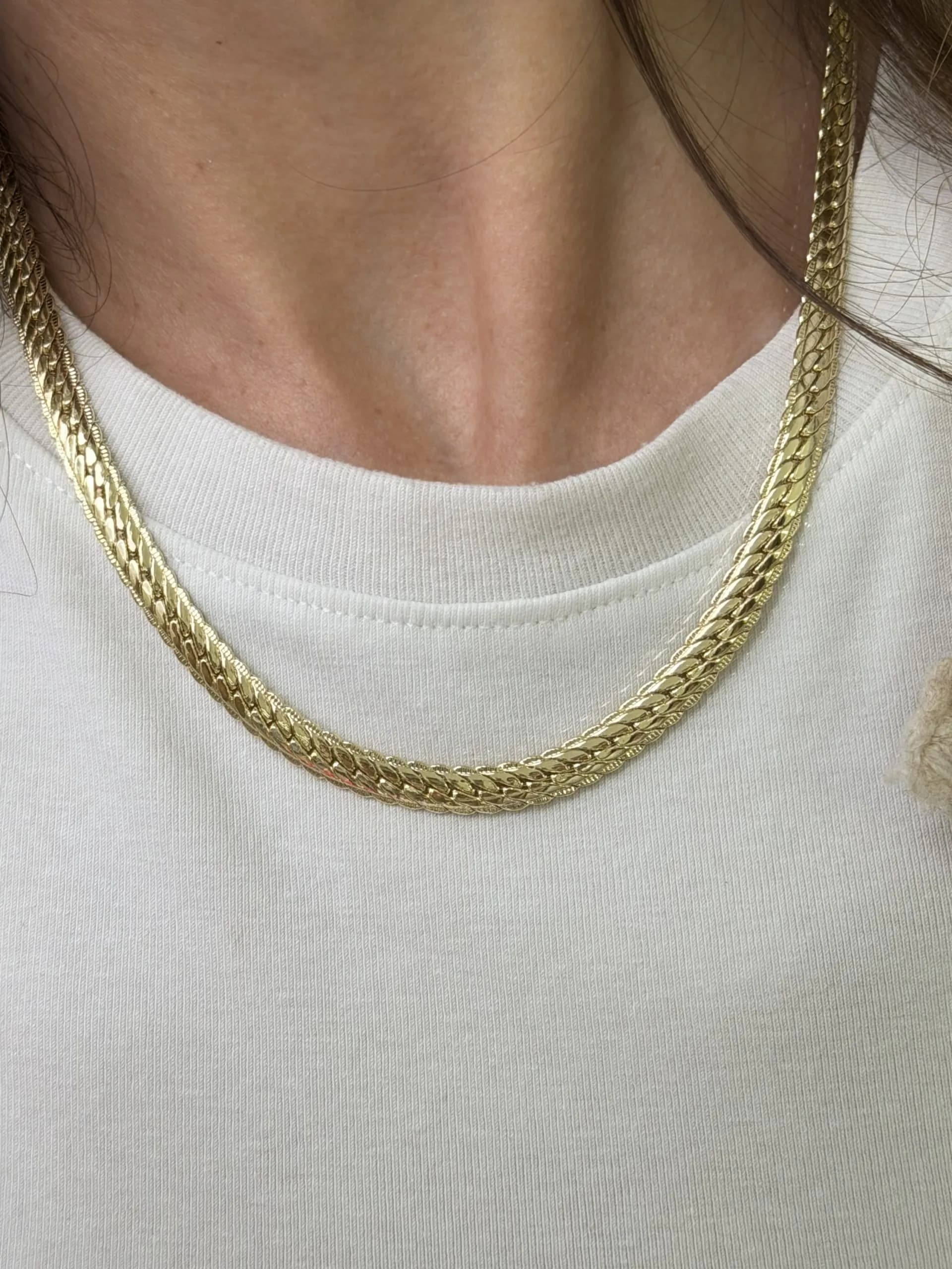 14K CM Altın Kaplama Kalın Sıkarpa Kolye 45 cm