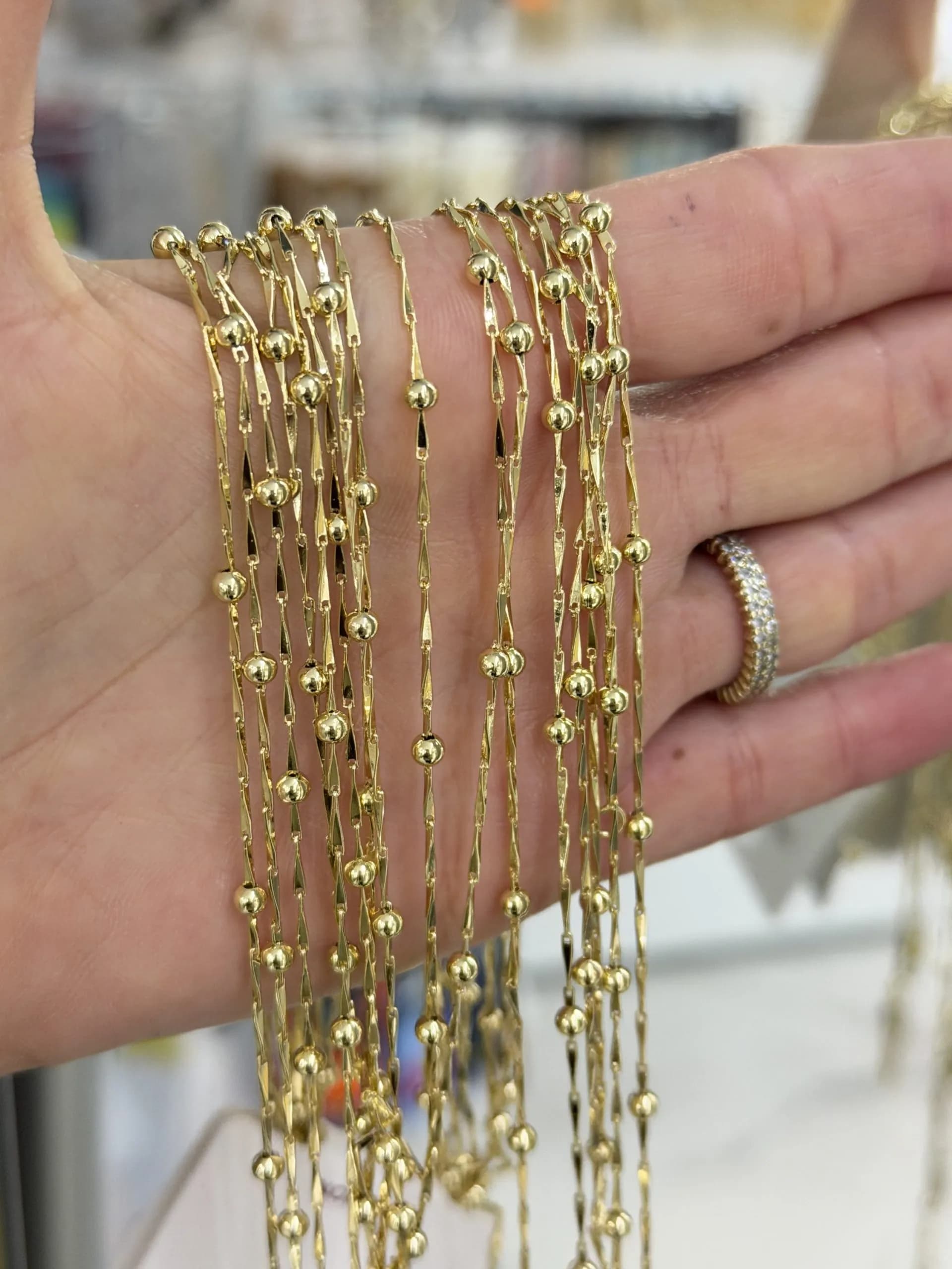 14K CM Altın Kaplama Parlak Top  60cm Kolye 056