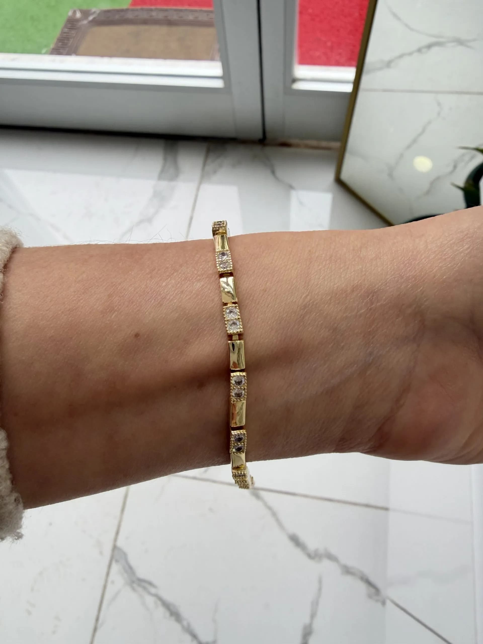 14K CM Altın Kaplama Taşlı Bileklik