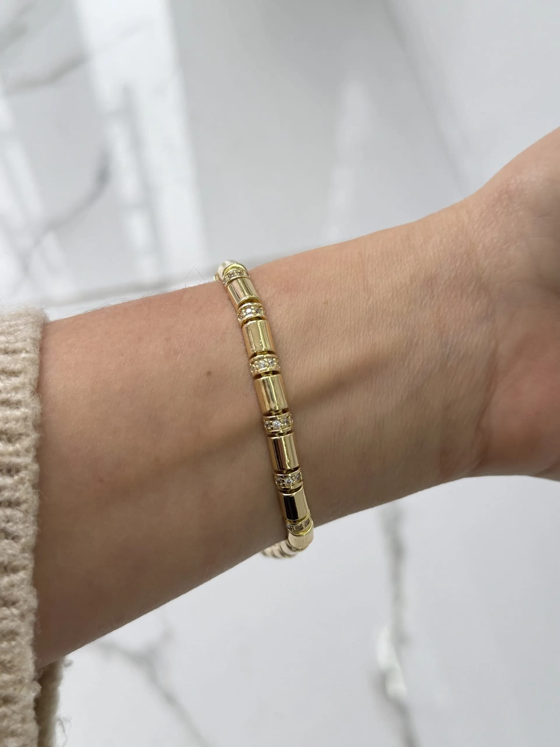 14K CM Altın Kaplama Tek Sıra Leyla Bileklik