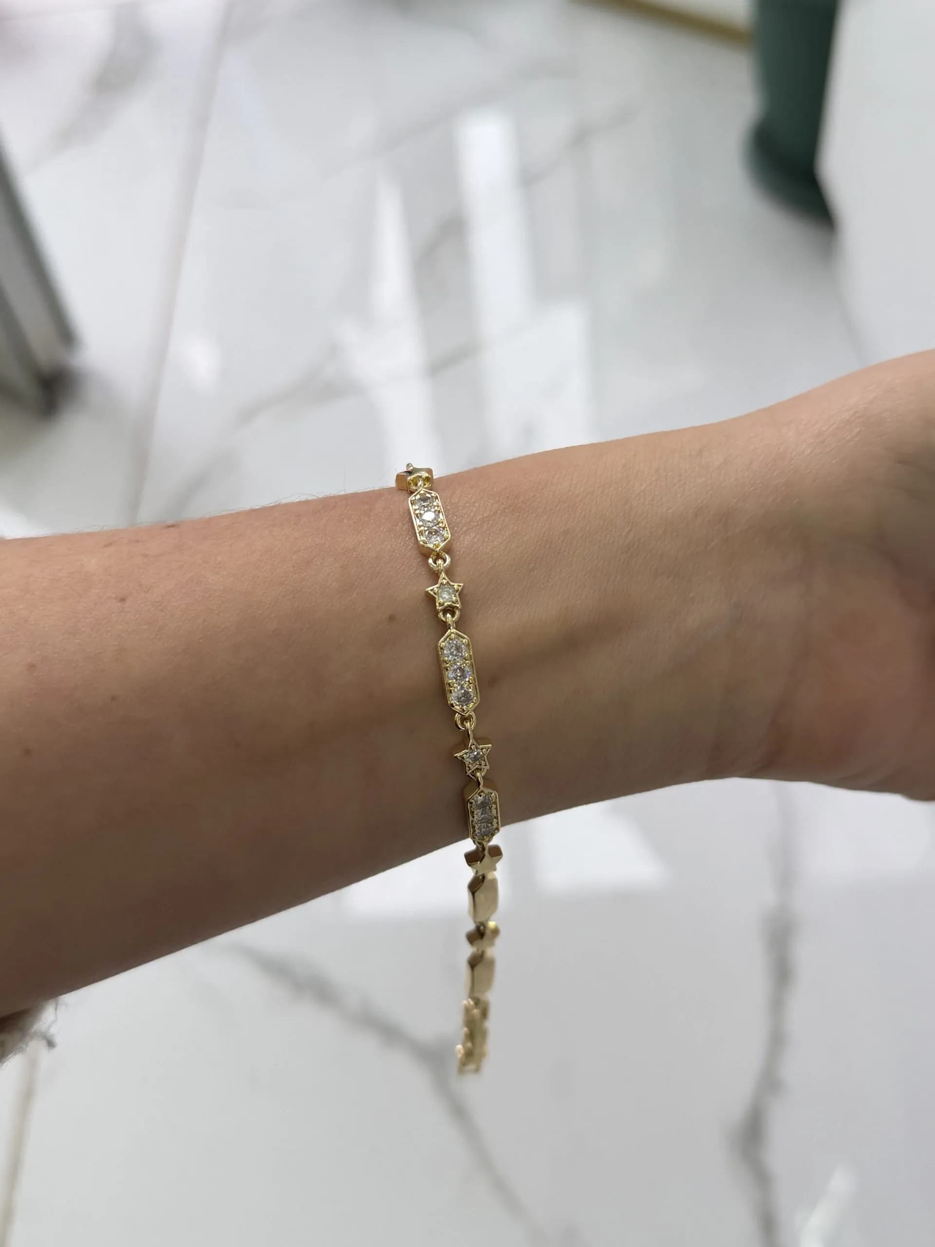 14K CM Altın Kaplama Yıldız Bileklik