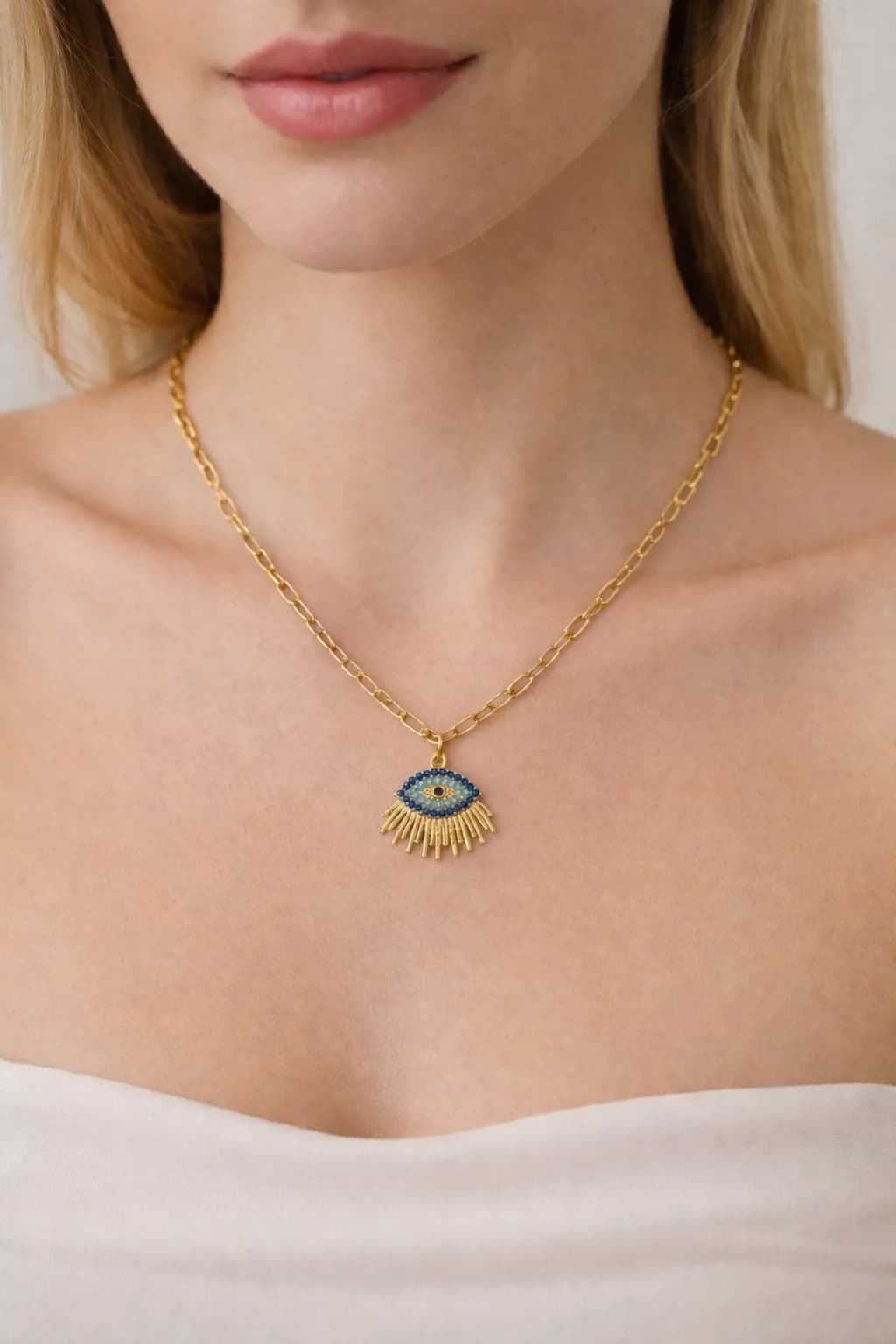 Çelik Ataç Zincir Sosyete Gözü Kolye