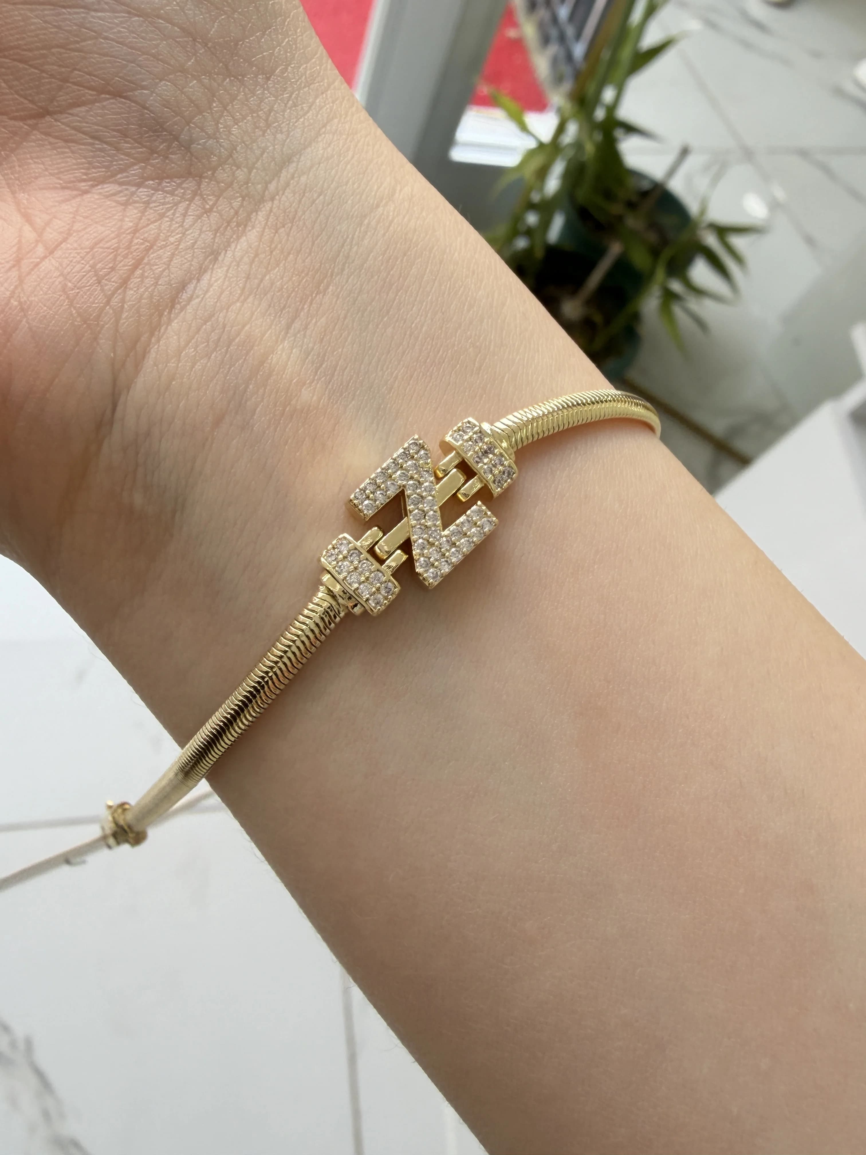 14K CM Altın Kaplama Z Harf Bileklik