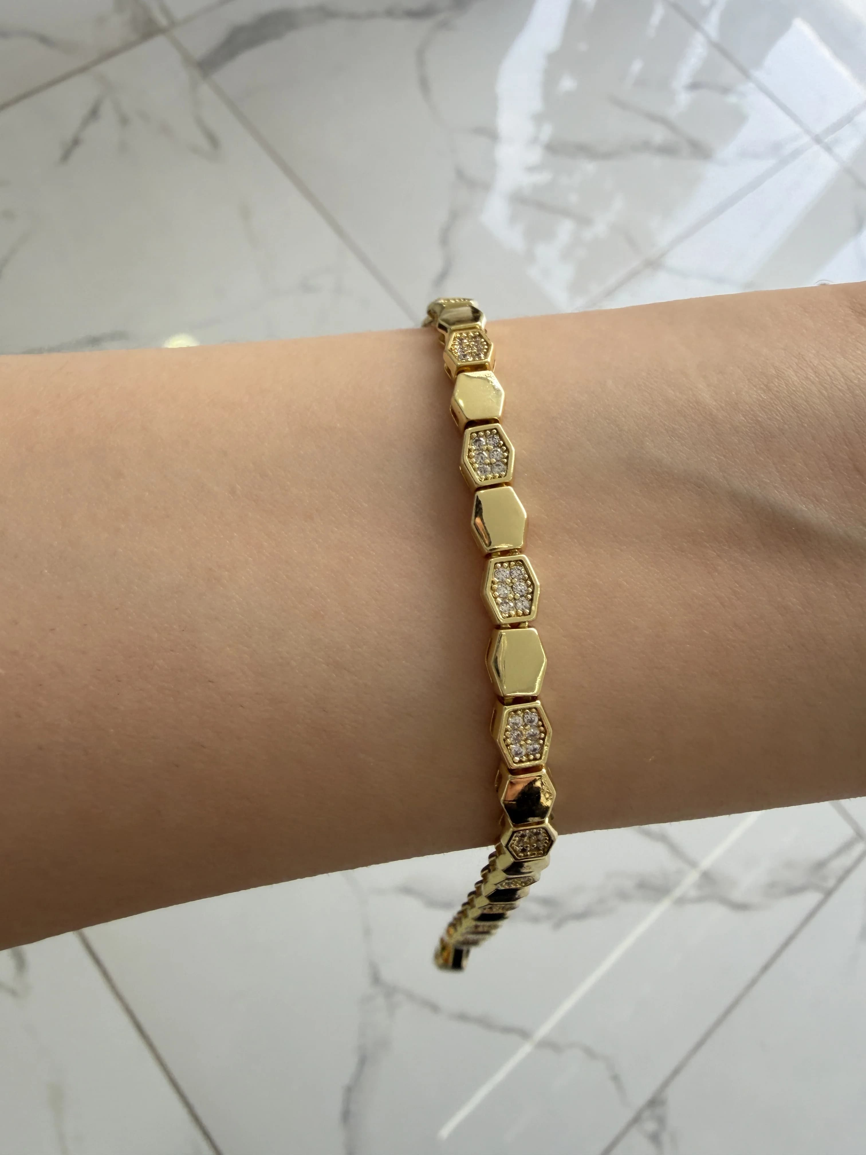 14K CM Altın Kaplama Balpetek Bileklik