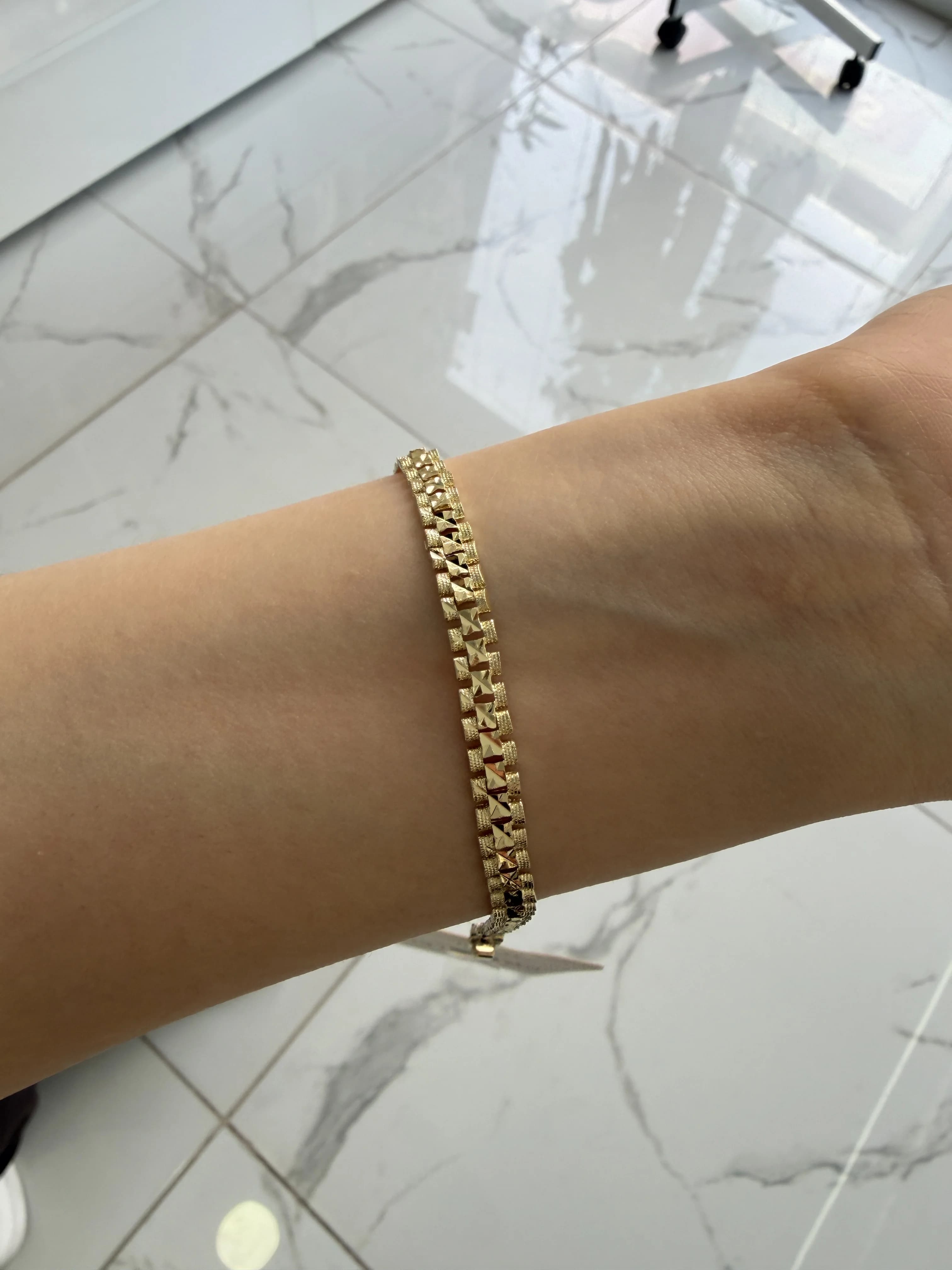 14K CM Altın Kaplama Traşlı Bileklik