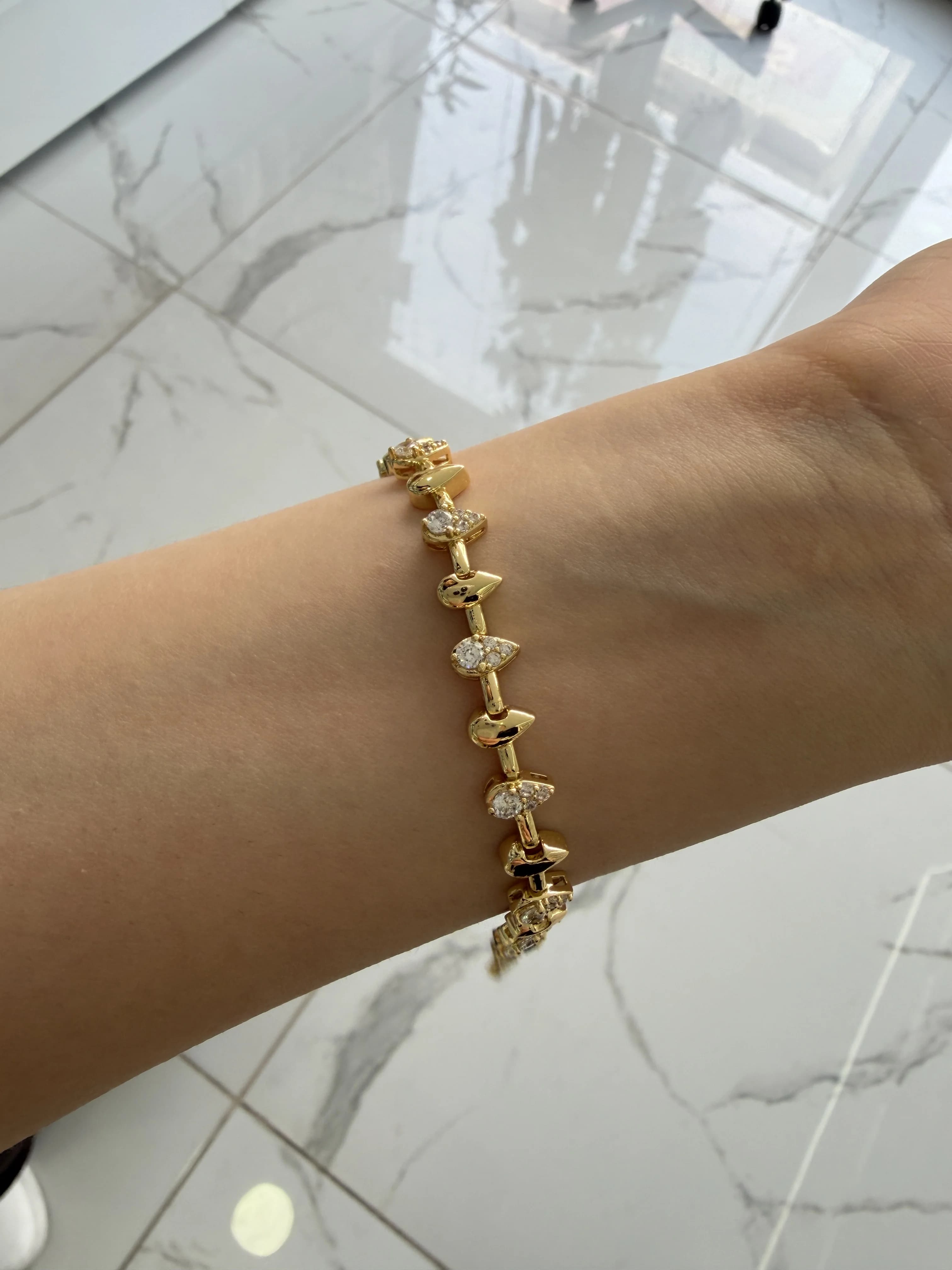 14K CM Altın Kaplama Taş Damla Bileklik