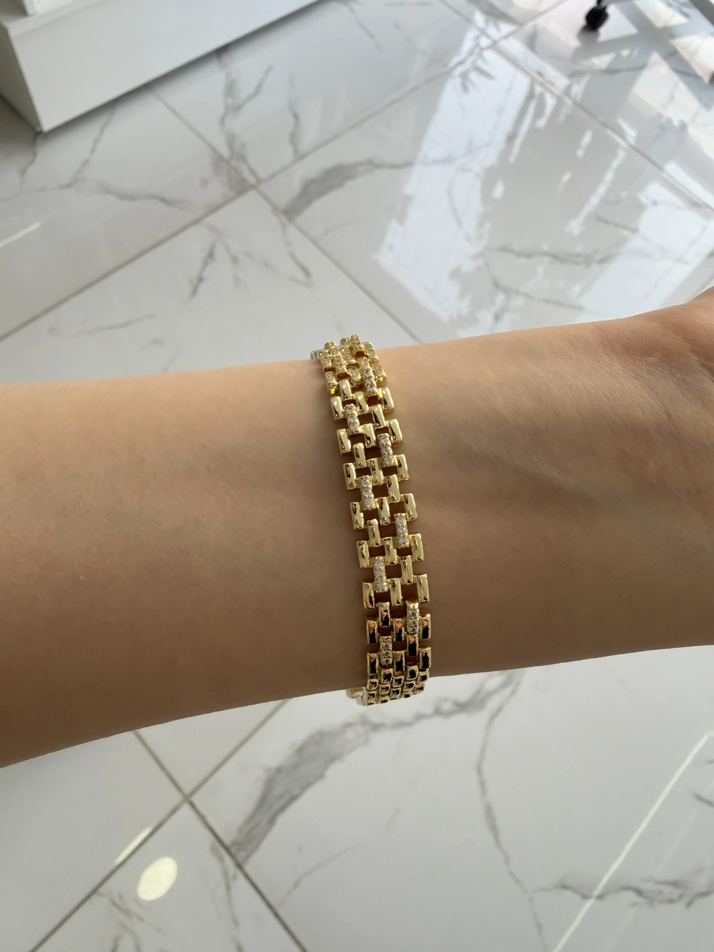 14K CM Altın Kaplama Hasır Bileklik