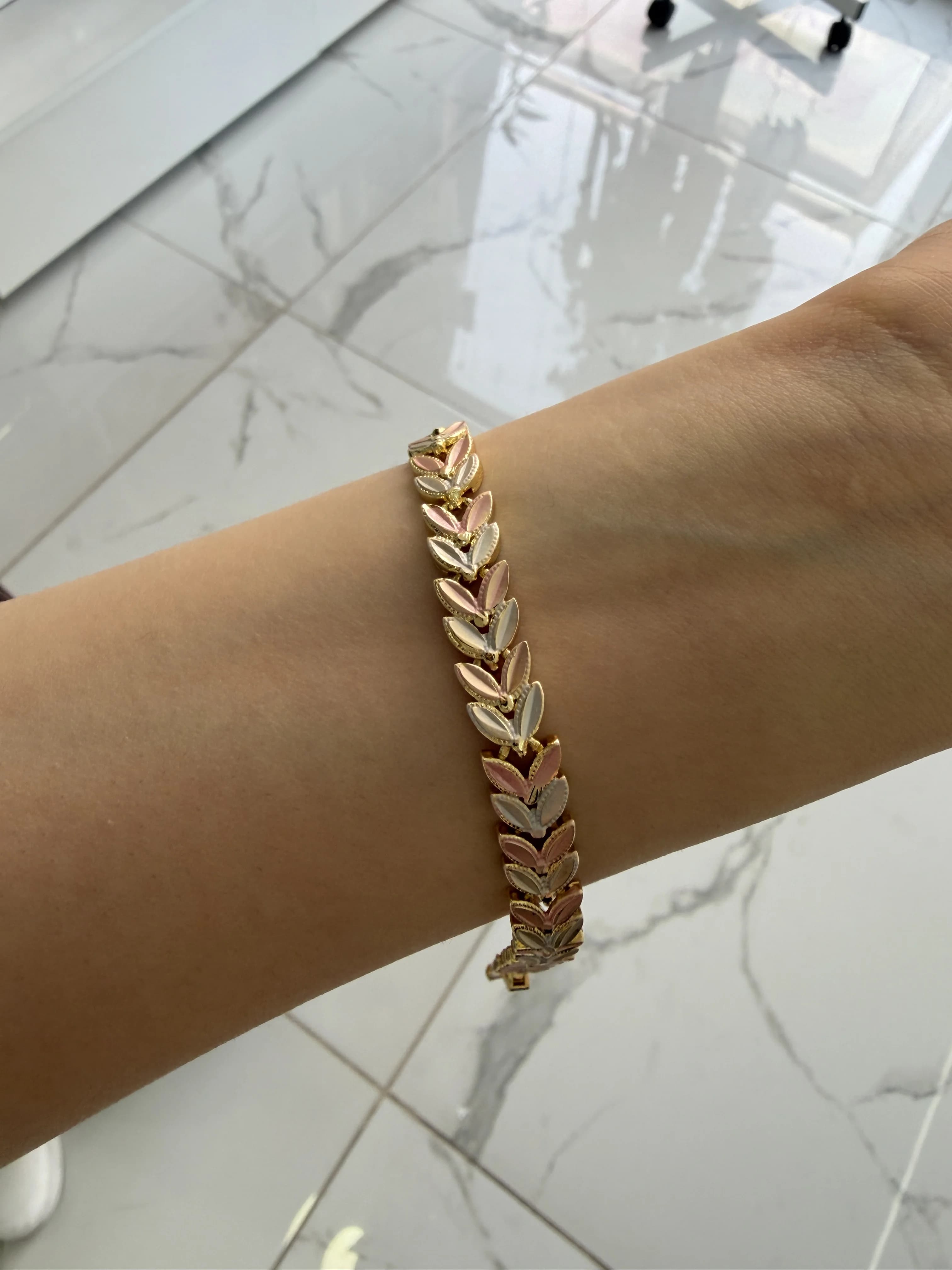 14K CM Altın Kaplama Renkli Yaprak Bileklik