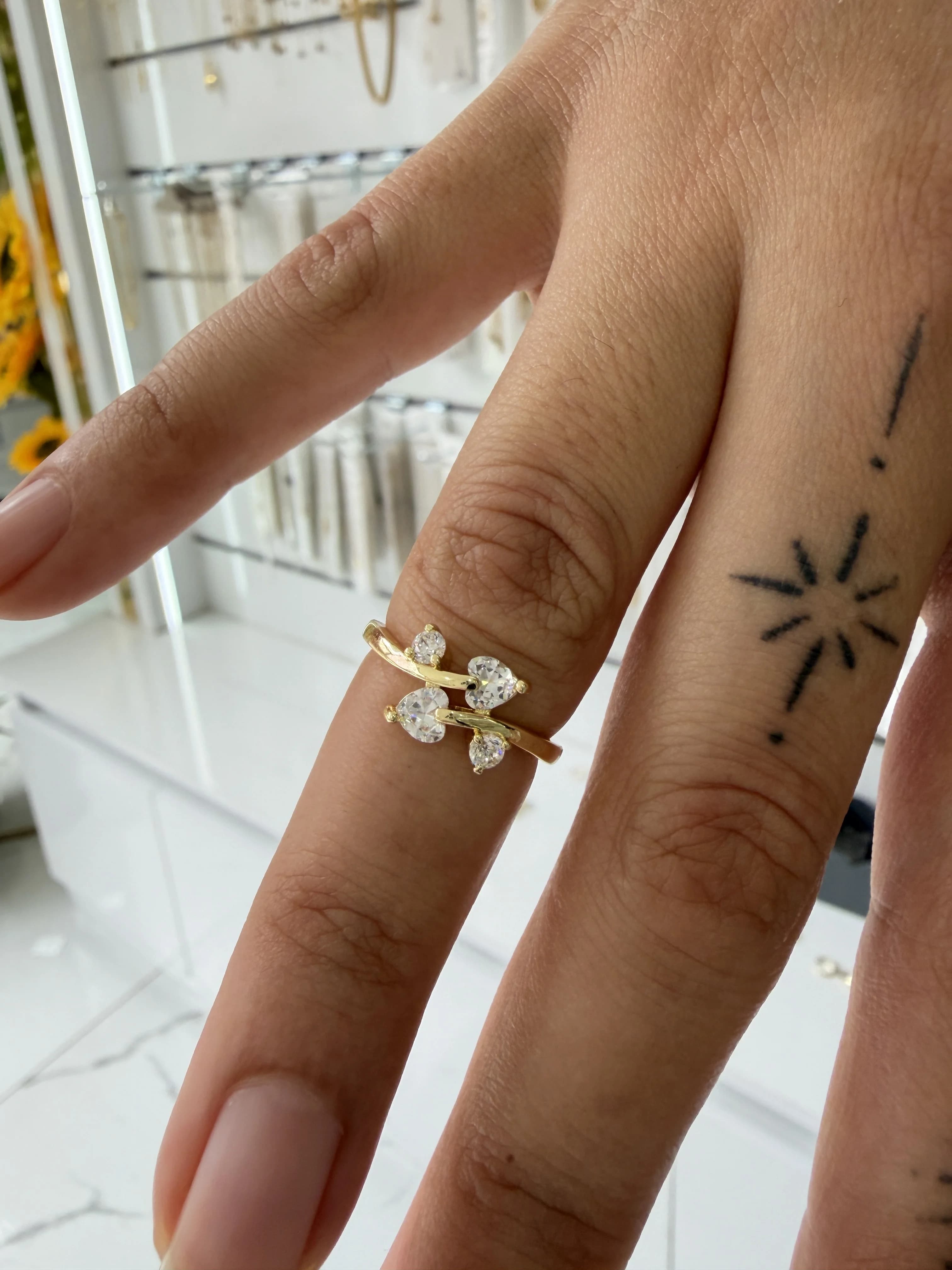 14K CM Altın Kaplama Yaprak Yüzük