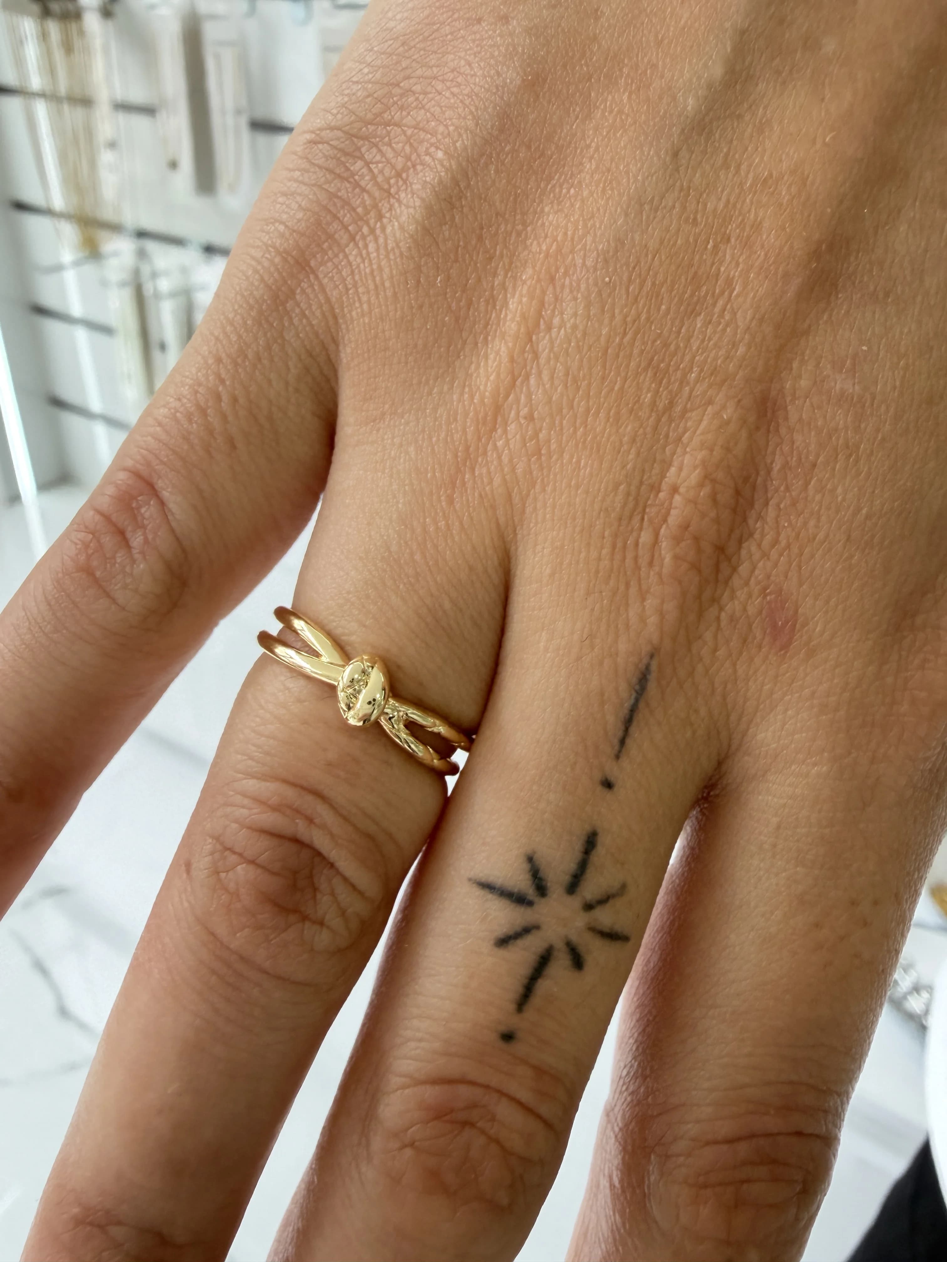 14K CM Altın Kaplama Düğüm Yüzük