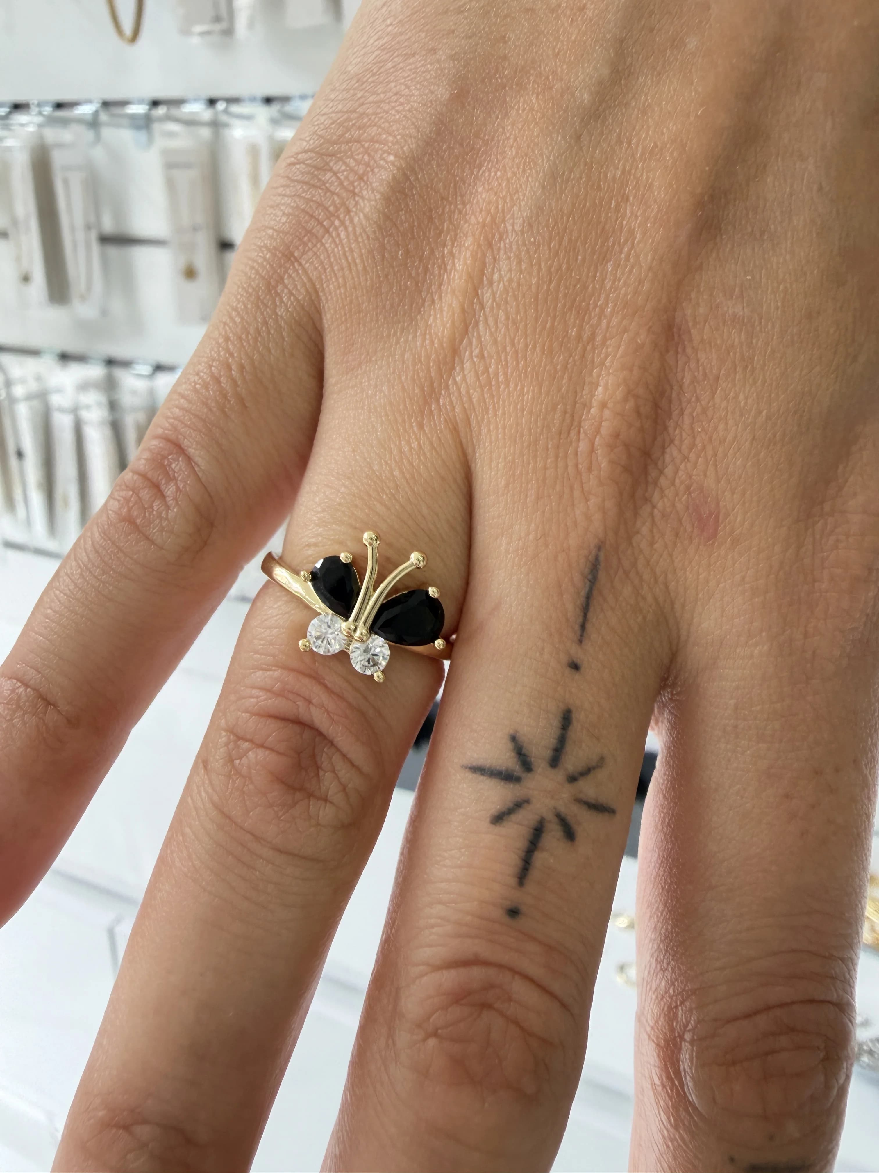 14K CM Altın Kaplama Siyah Kelebek