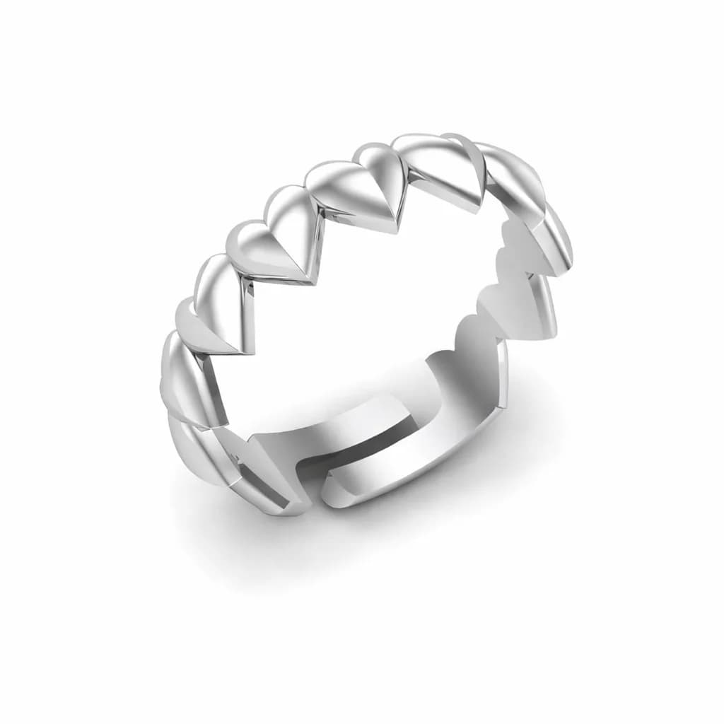 Gümüş Renk Kalp Yüzük