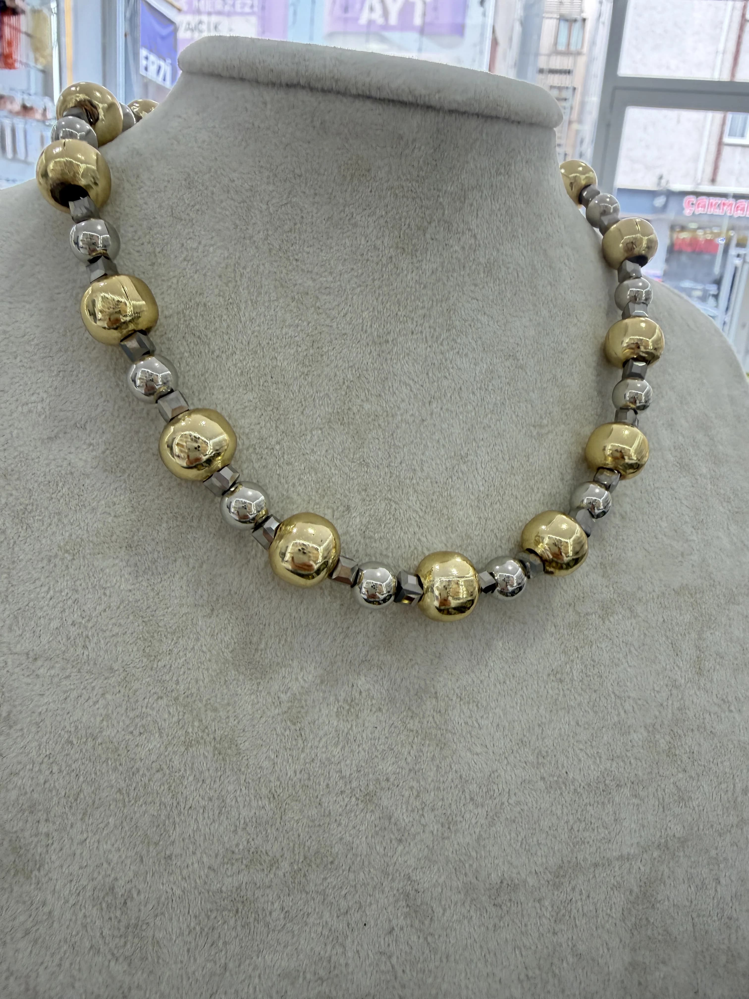 Gold/Gümüş Top Parlak Kolye