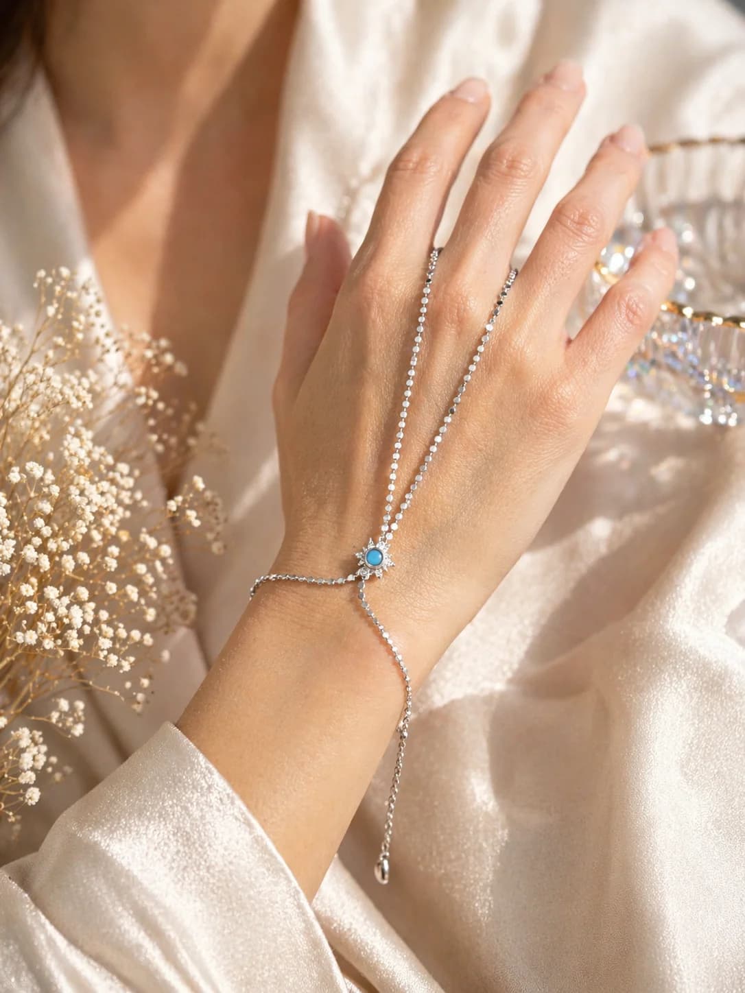 Gümüş Renk Mavi Taş Şahmeran