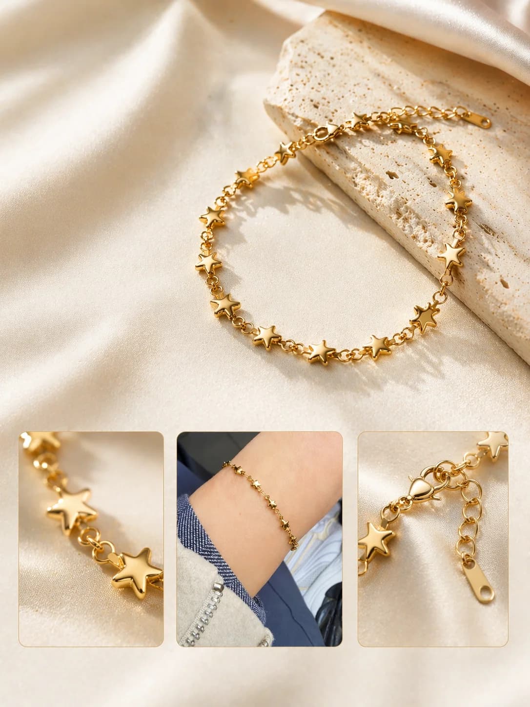 Çelik Gold Mini Yıldız Bileklik