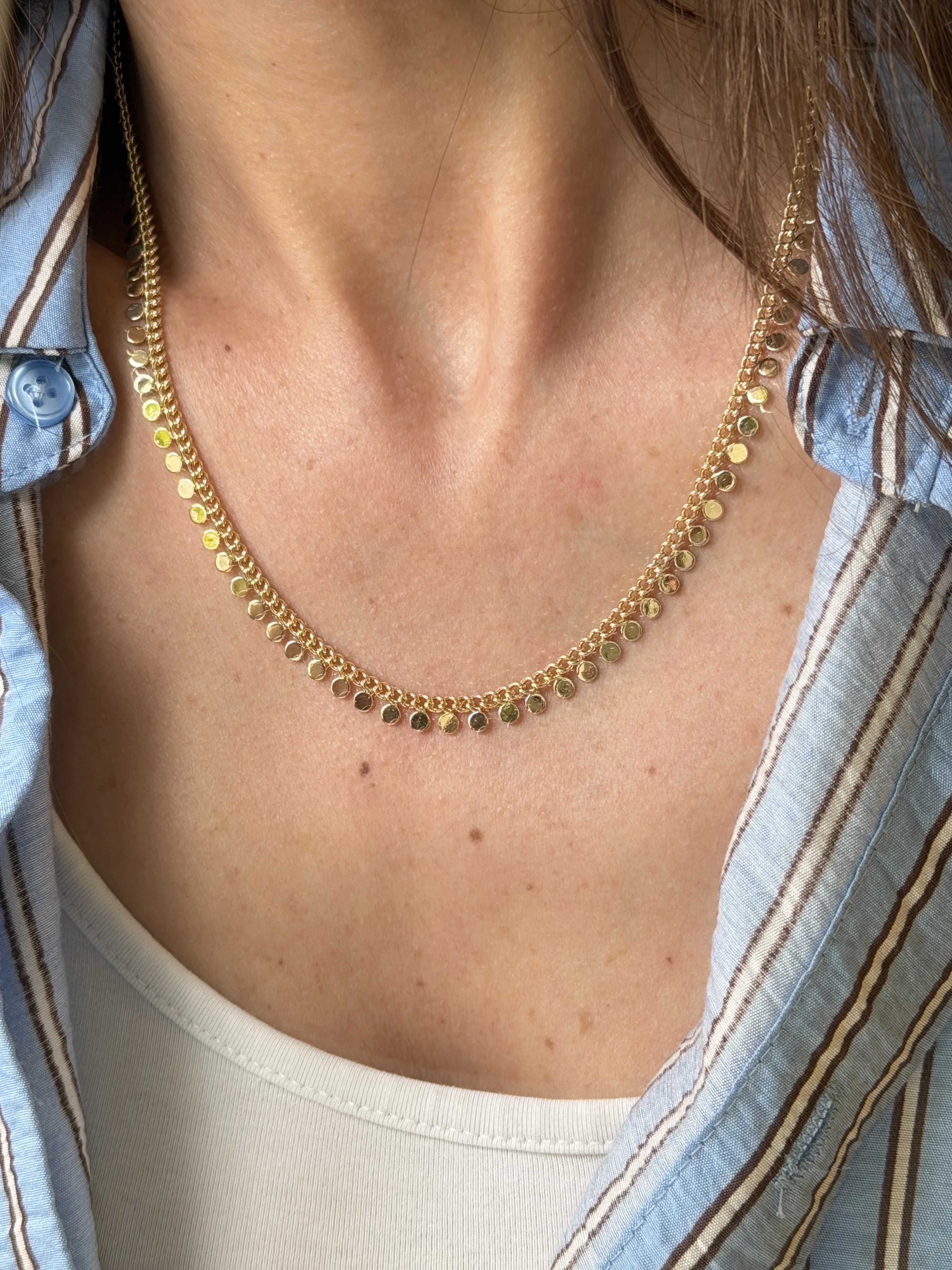 14K Altın Kaplama CM Yuvarlak Pullu Kolye