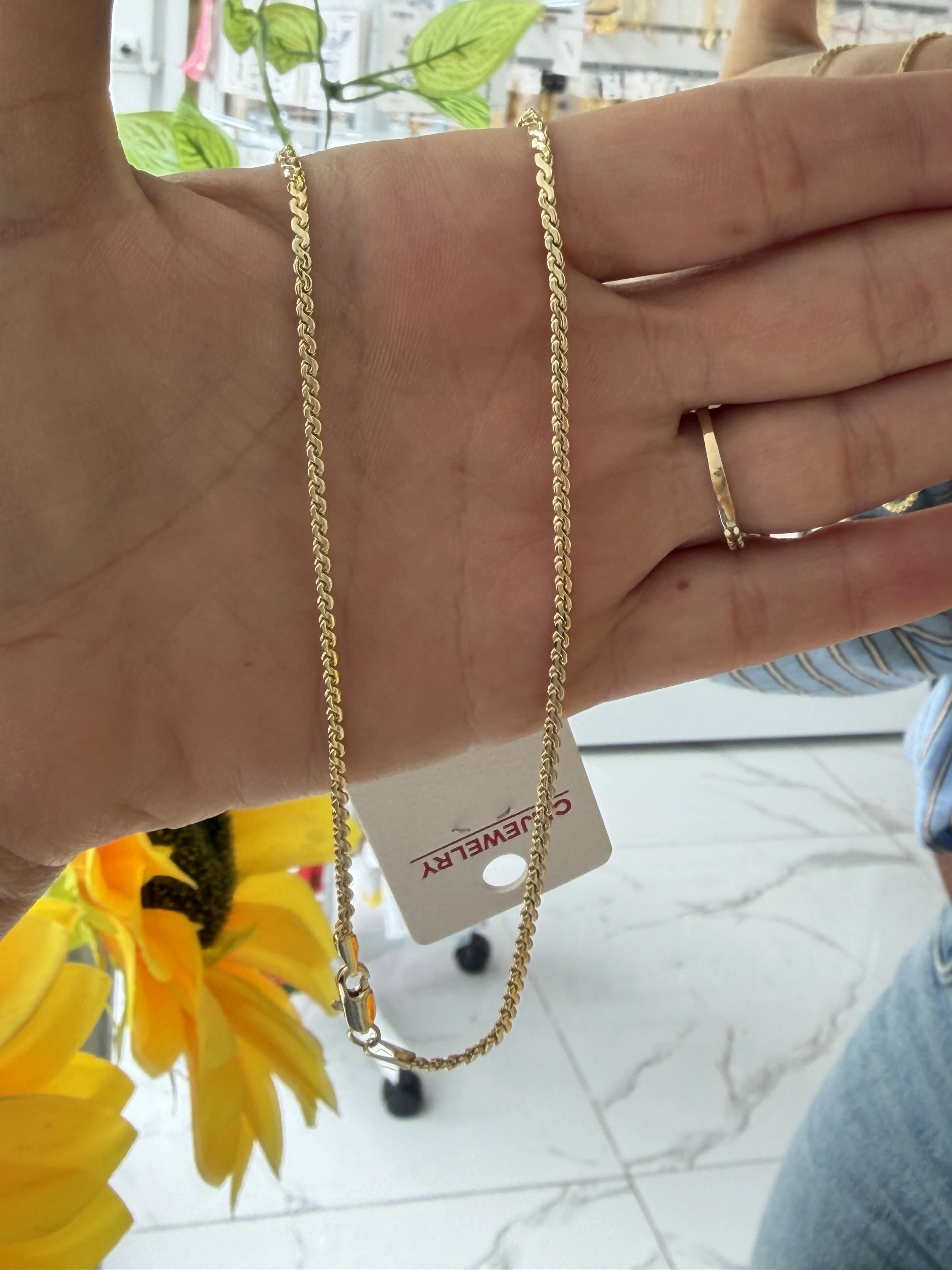 14K Altın Kaplama CM İnce S Kobra Kolye 45 cm