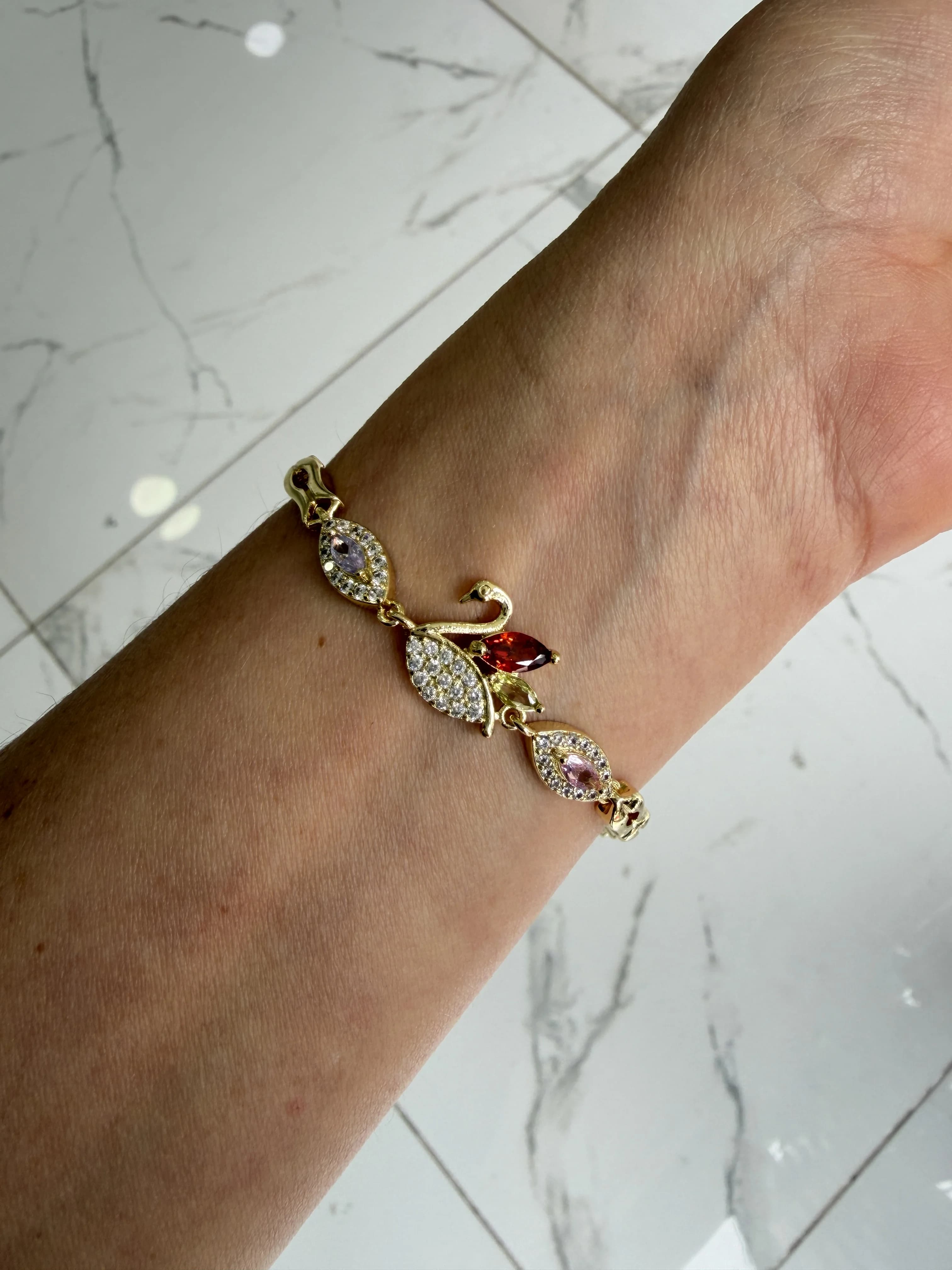 14K Altın Kaplama CM Kuğu Bileklik