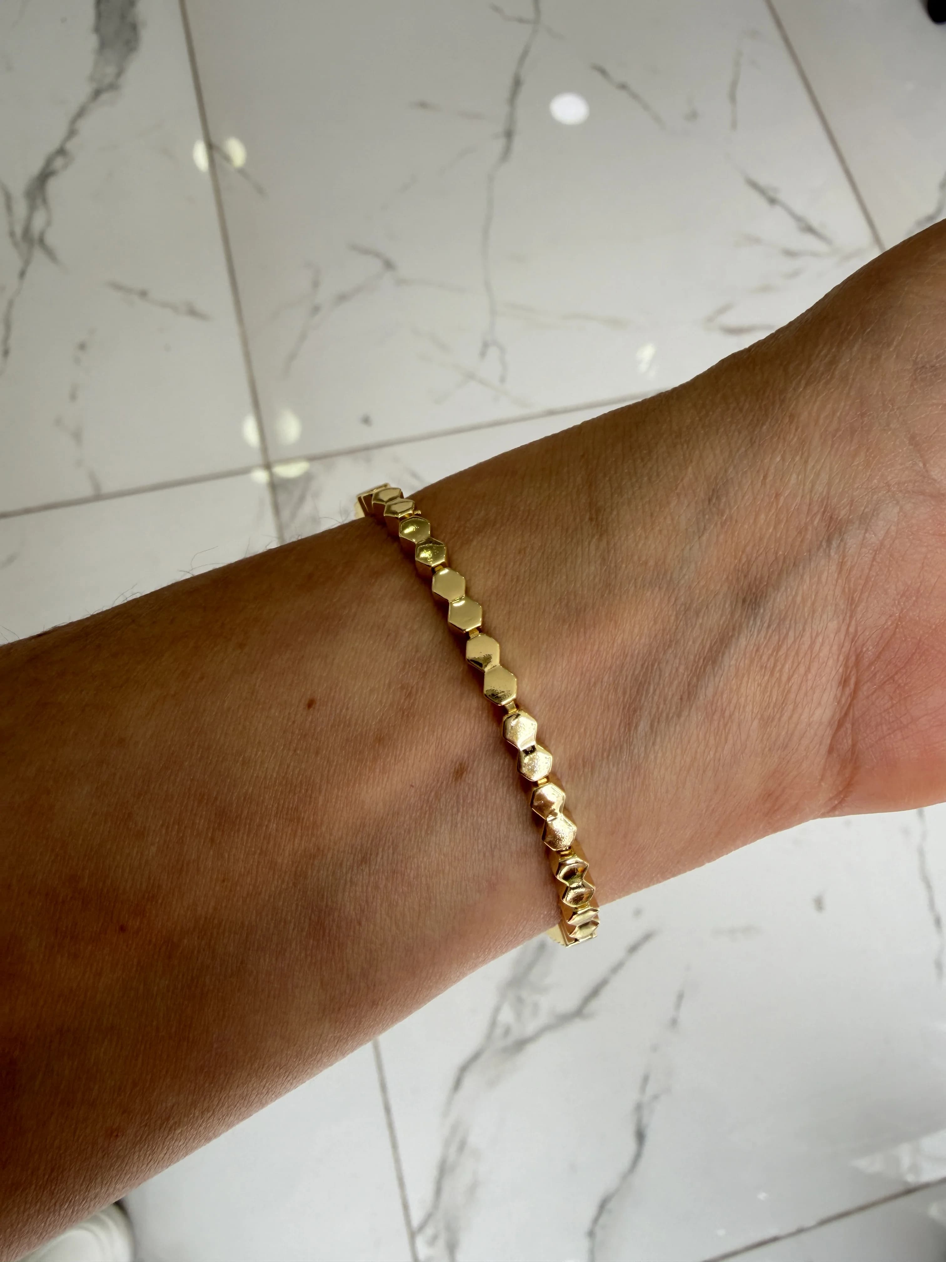 14K Altın Kaplama CM Piramit Bileklik