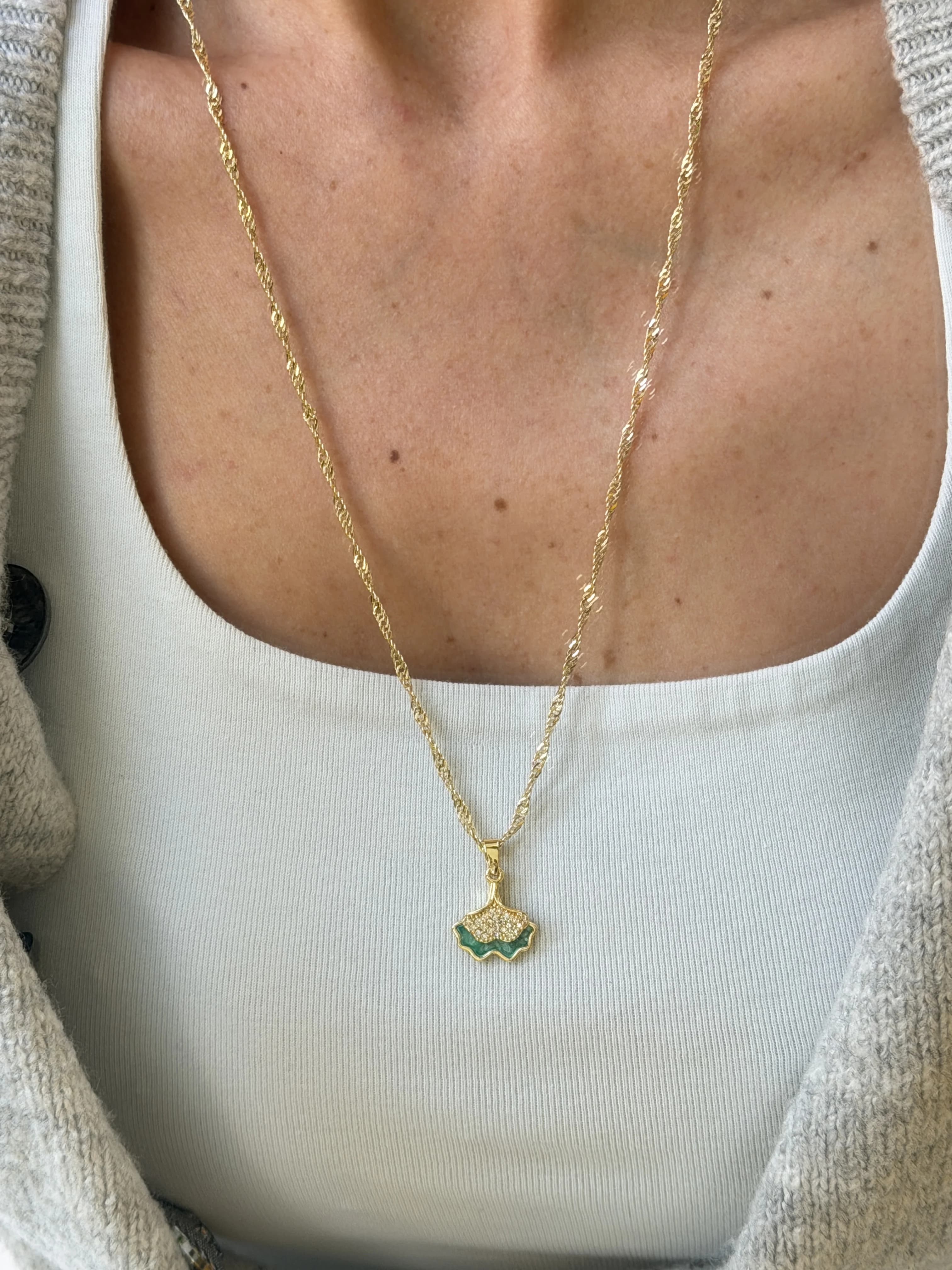 14K CM Altın Kaplama Balına Kuyruğu Kolye 60 cm