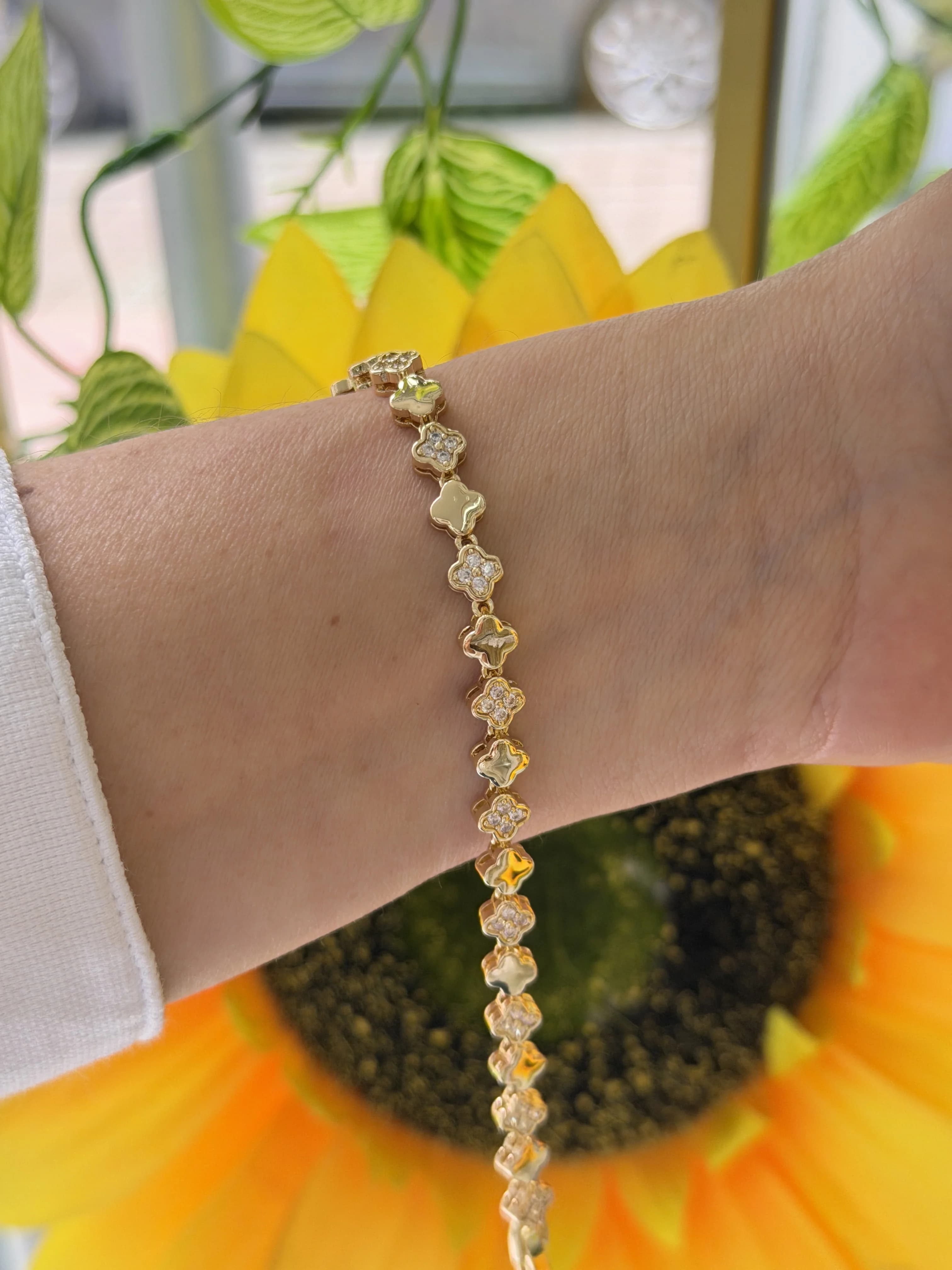 14K Altın Kaplama CM Gold Yonca Bileklik