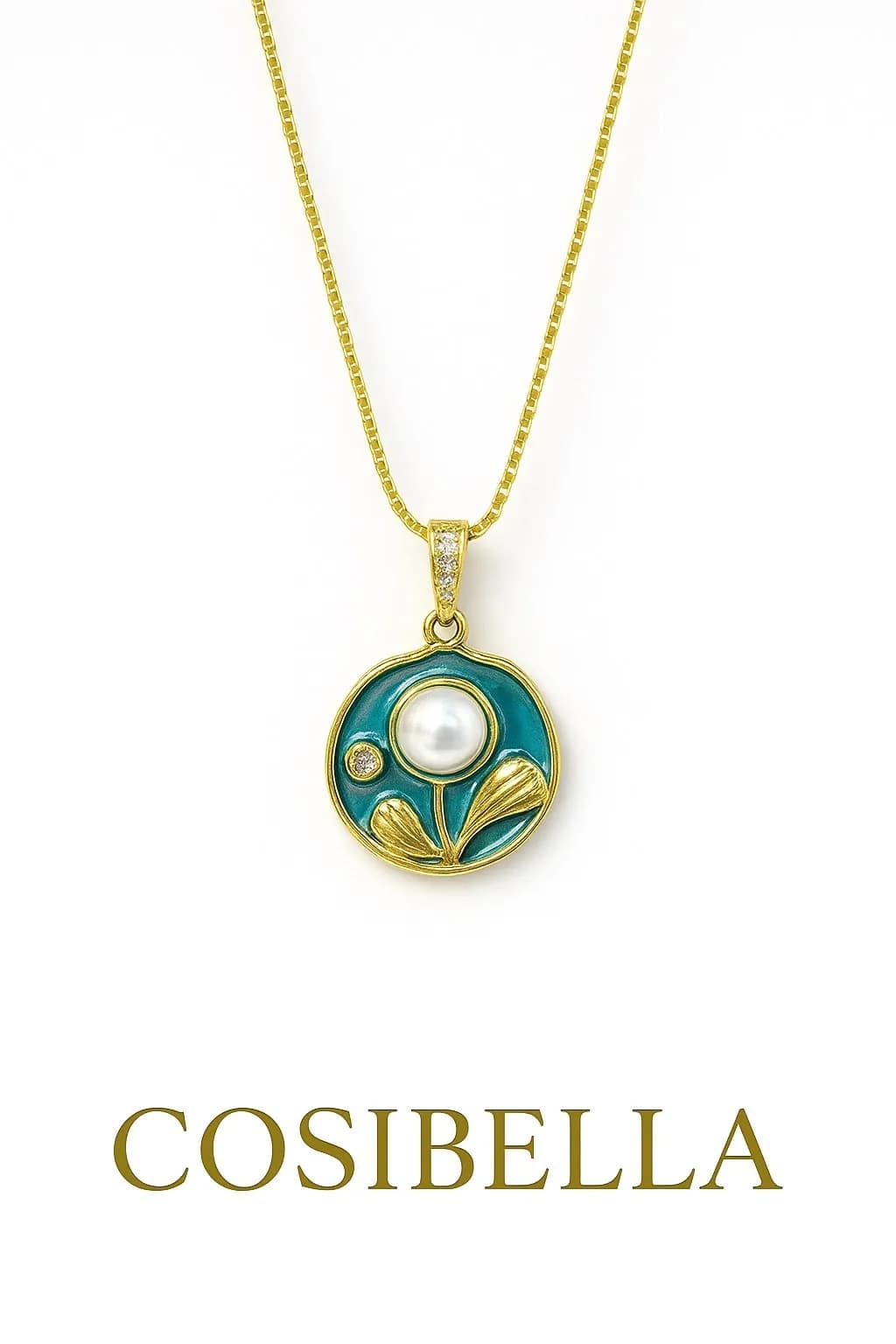 Altın Kaplam Mineli Vintage Kolye