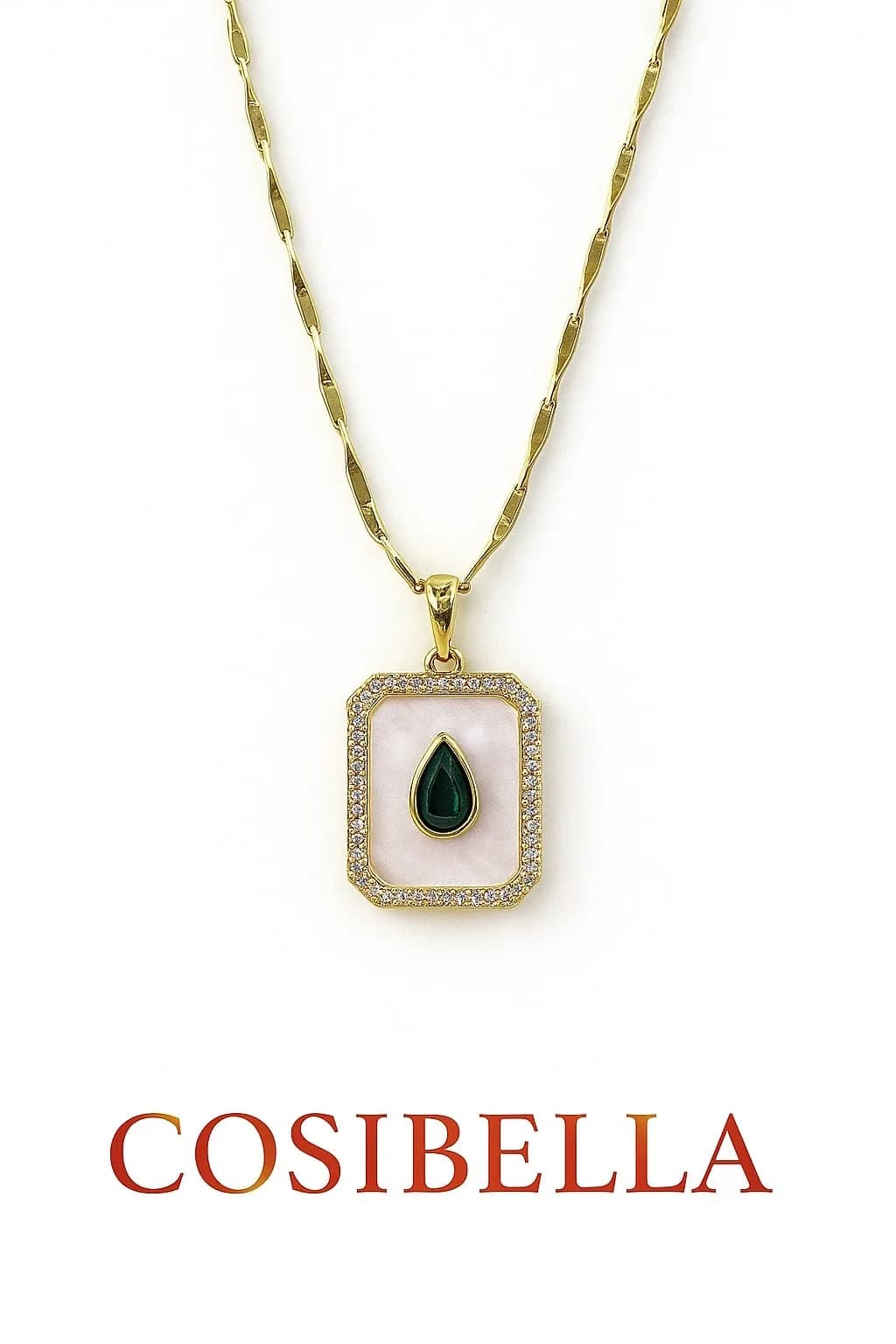 Altın Kaplama Yeşil Taş Kraliçe Kolye