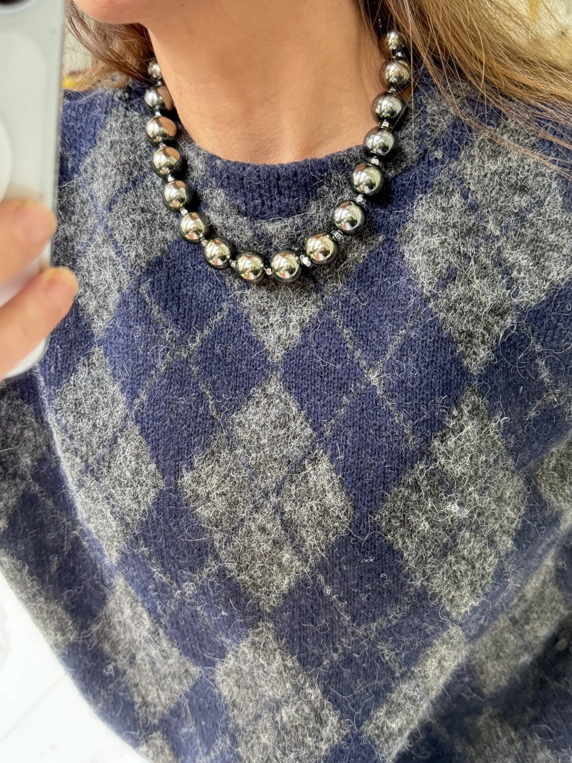 Antrasit Tasarım Büyük Top Kolye