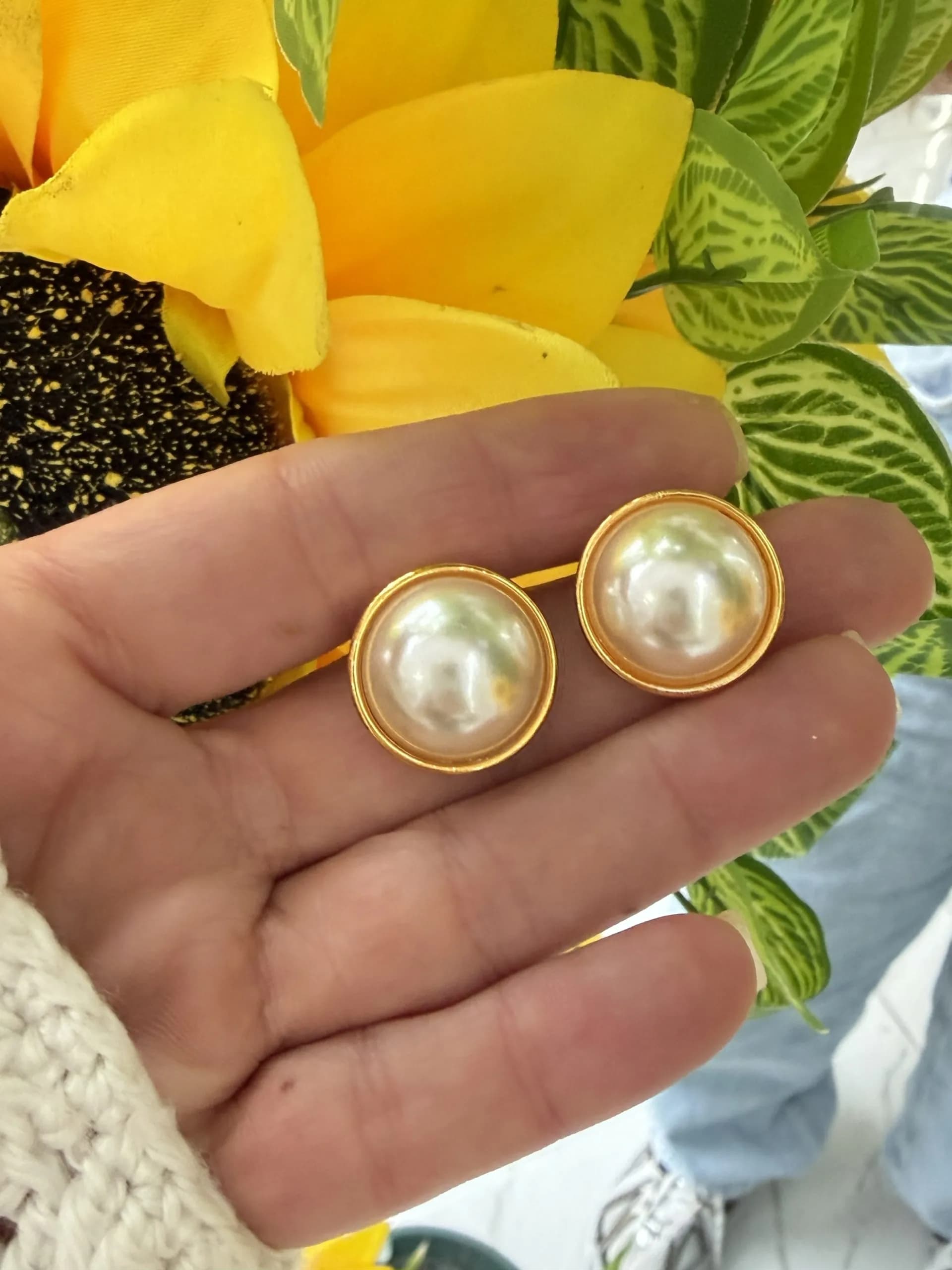 Büyük Boy Yuvarlak İnci Küpe