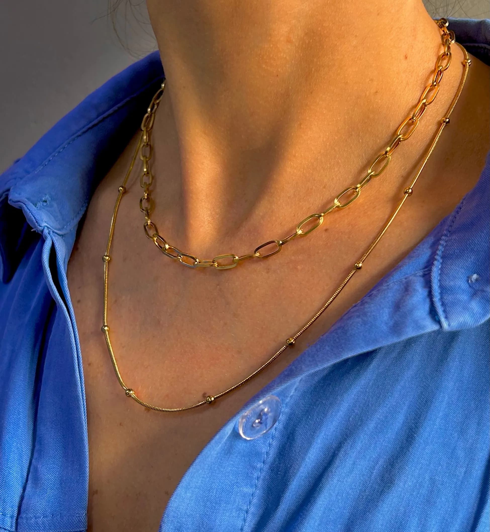 Çelik 2 li Yılan Top Zincirli Kolye