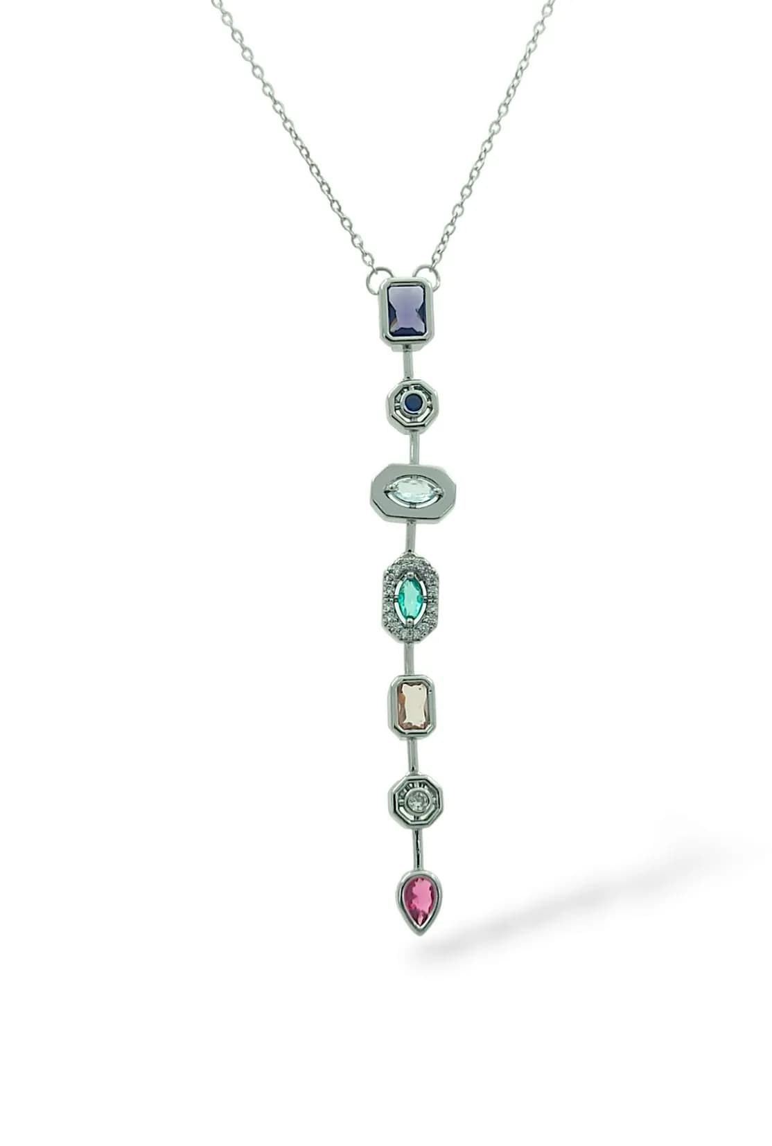 Çelik Gümüş Renk Melis G. Taşlı Y Kolye