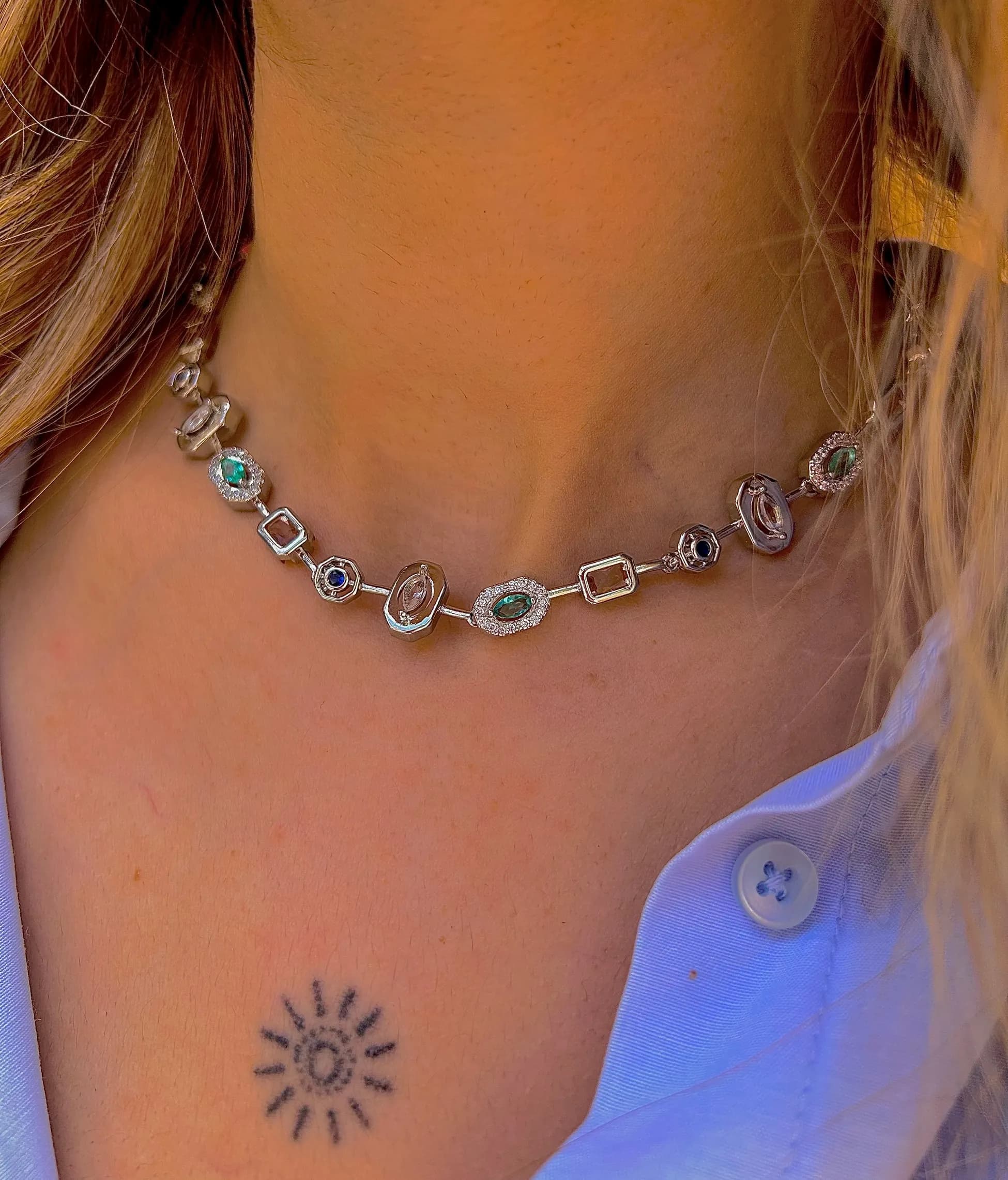 Çelik Gümüş Renk Tam Tur 7 Element Kolye