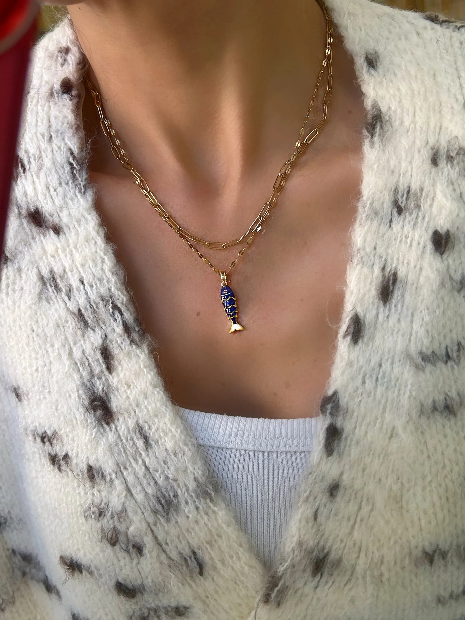 Çelik Laci Balık 2li Kolye