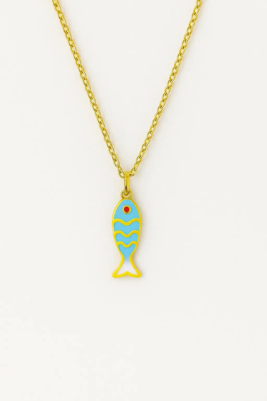 Çelik Mavi Balık Kolye