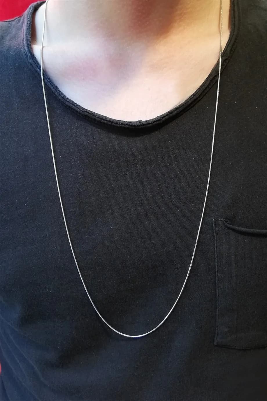 Çelik Unisex Gümüş İnce Yılan Model Zincir 80 cm