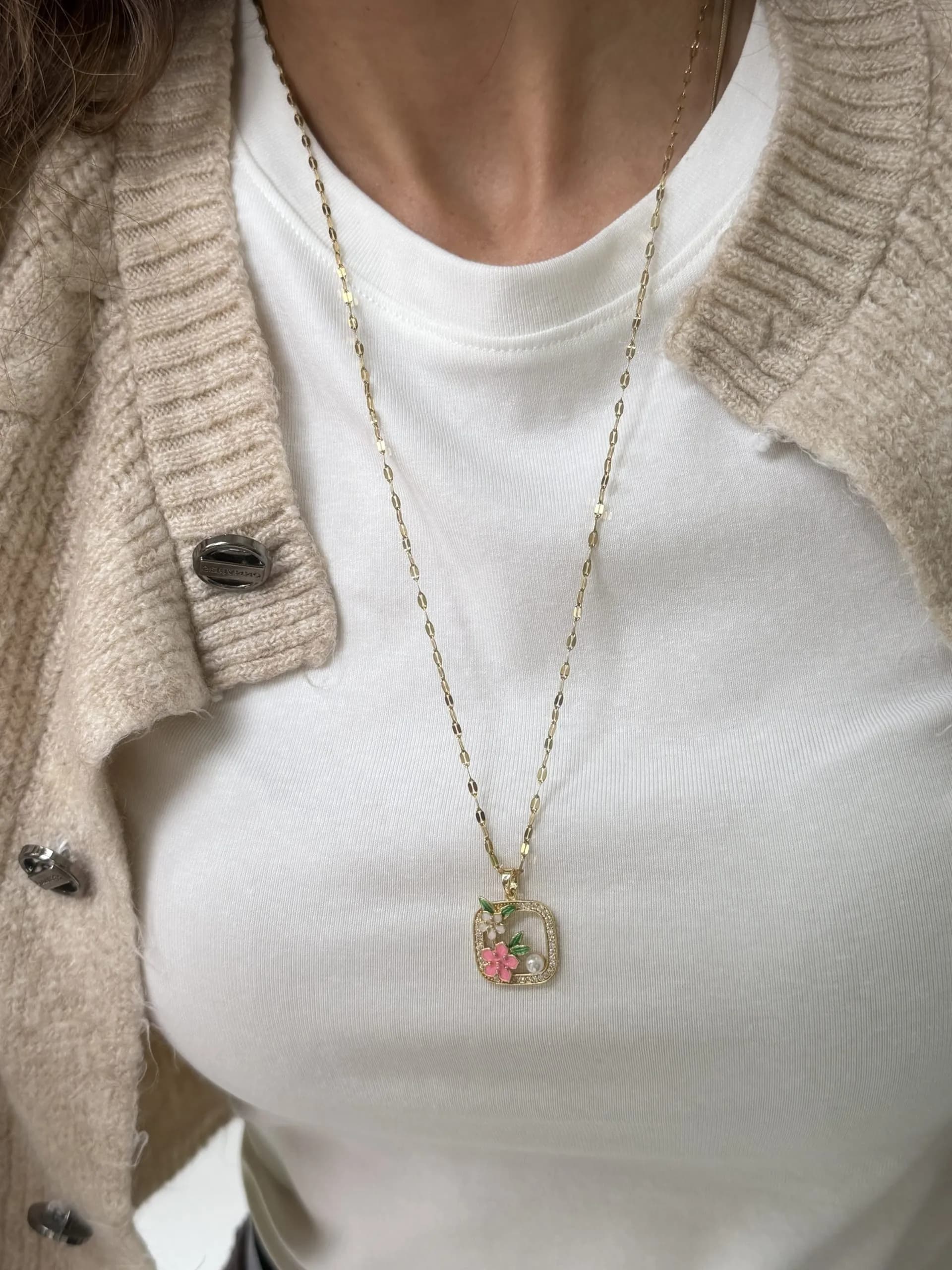 Çelik Uzun 60 cm Çiçek Kolye