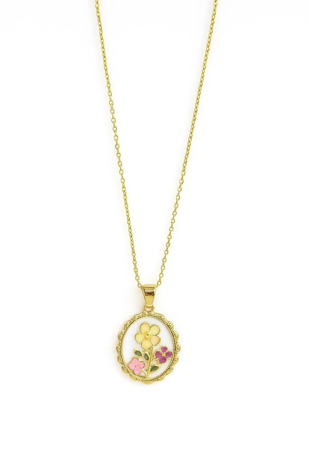 Çelik Vintage Çiçek Kolye