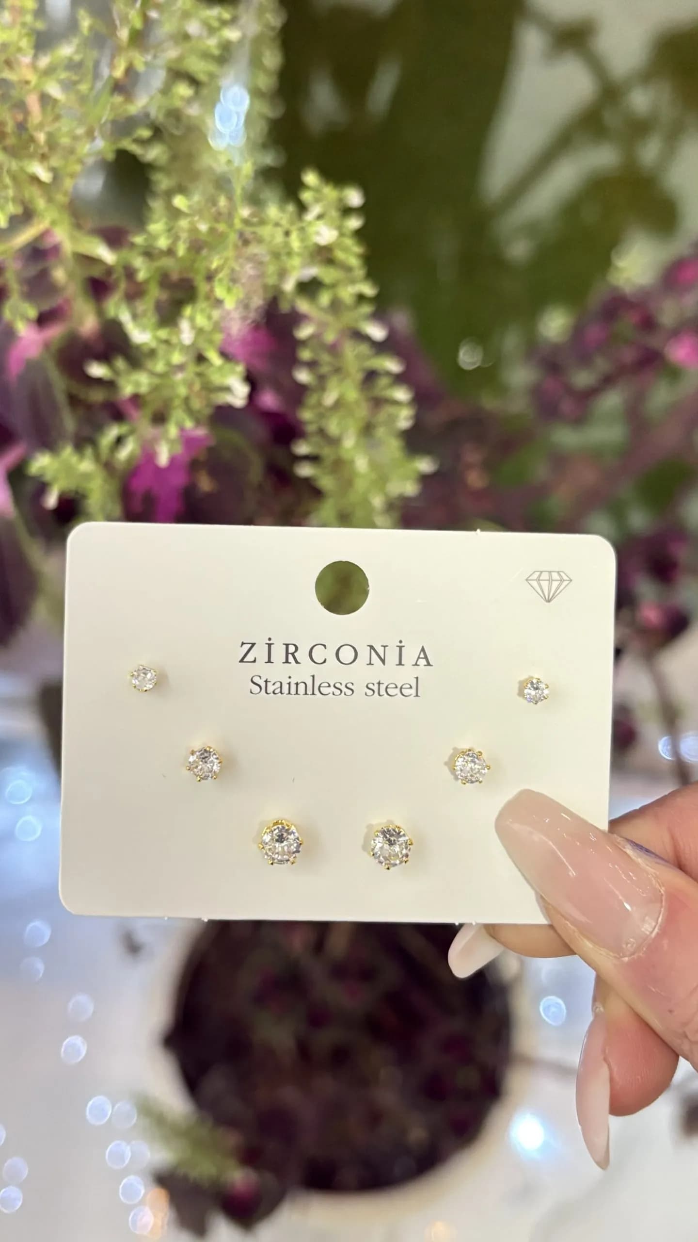 Çelik Zirkon Çoklu Küpe Gold